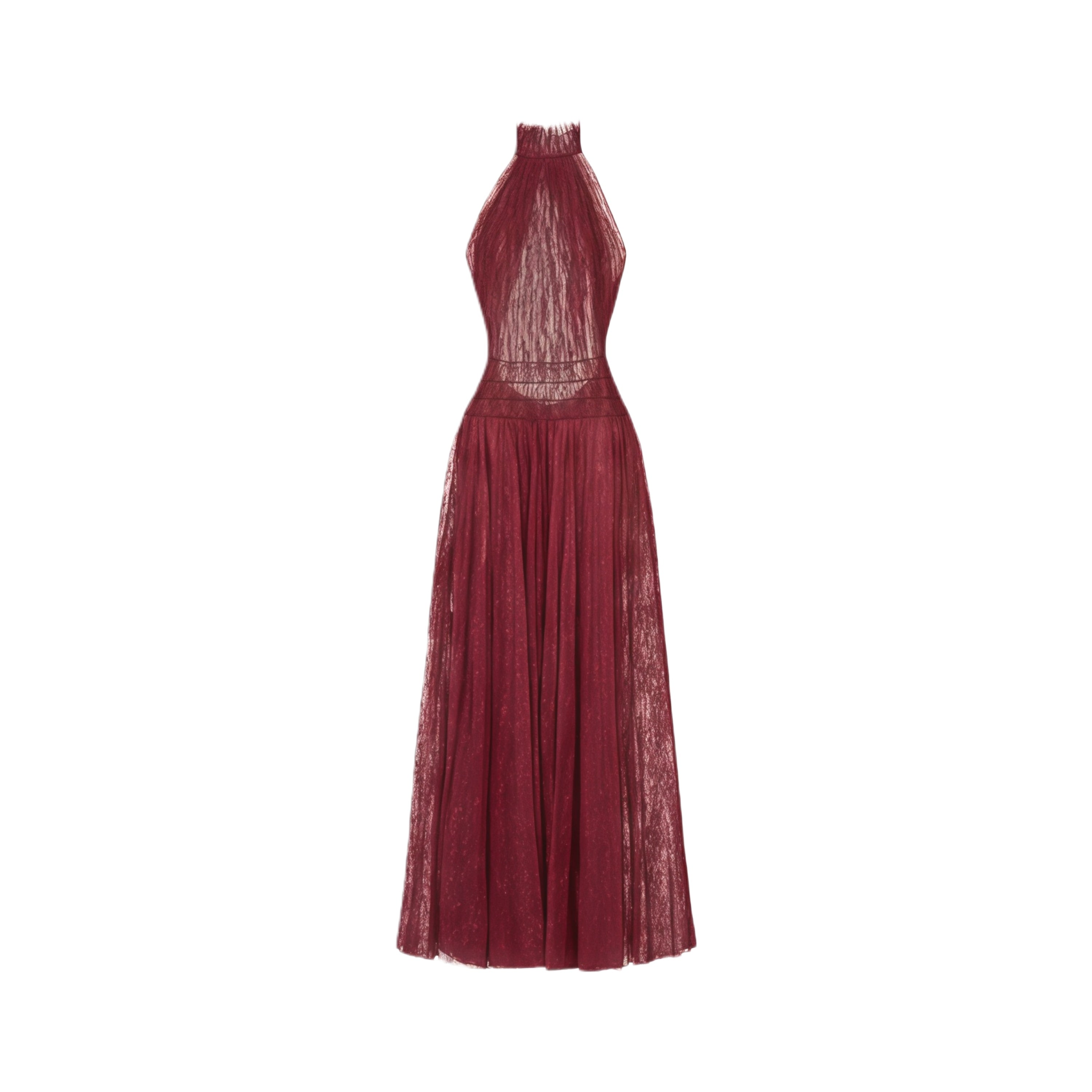 Burgundy Smocked Lace Maxi Dress