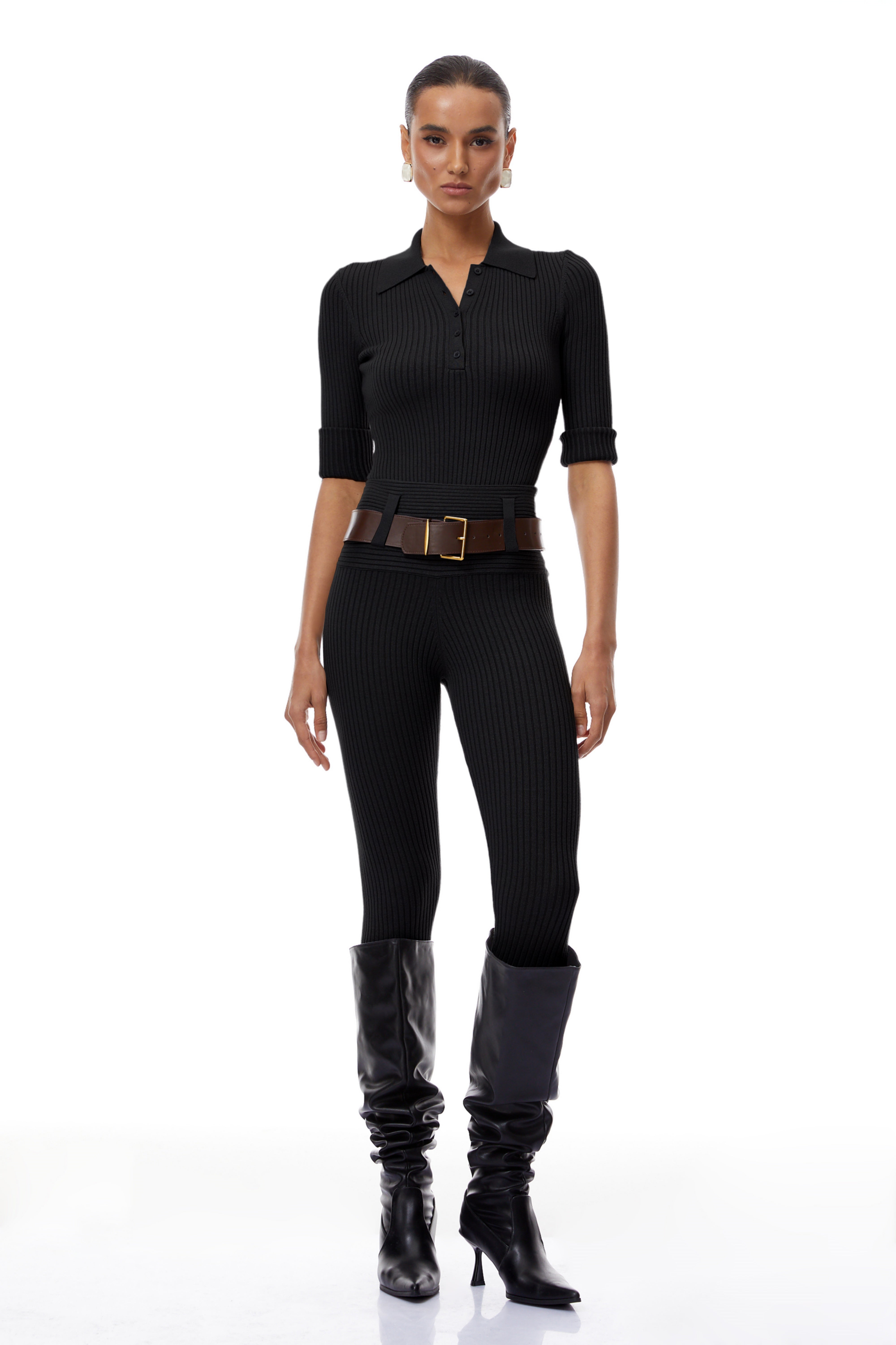 Knitted Polo Bodysuit & Trousers