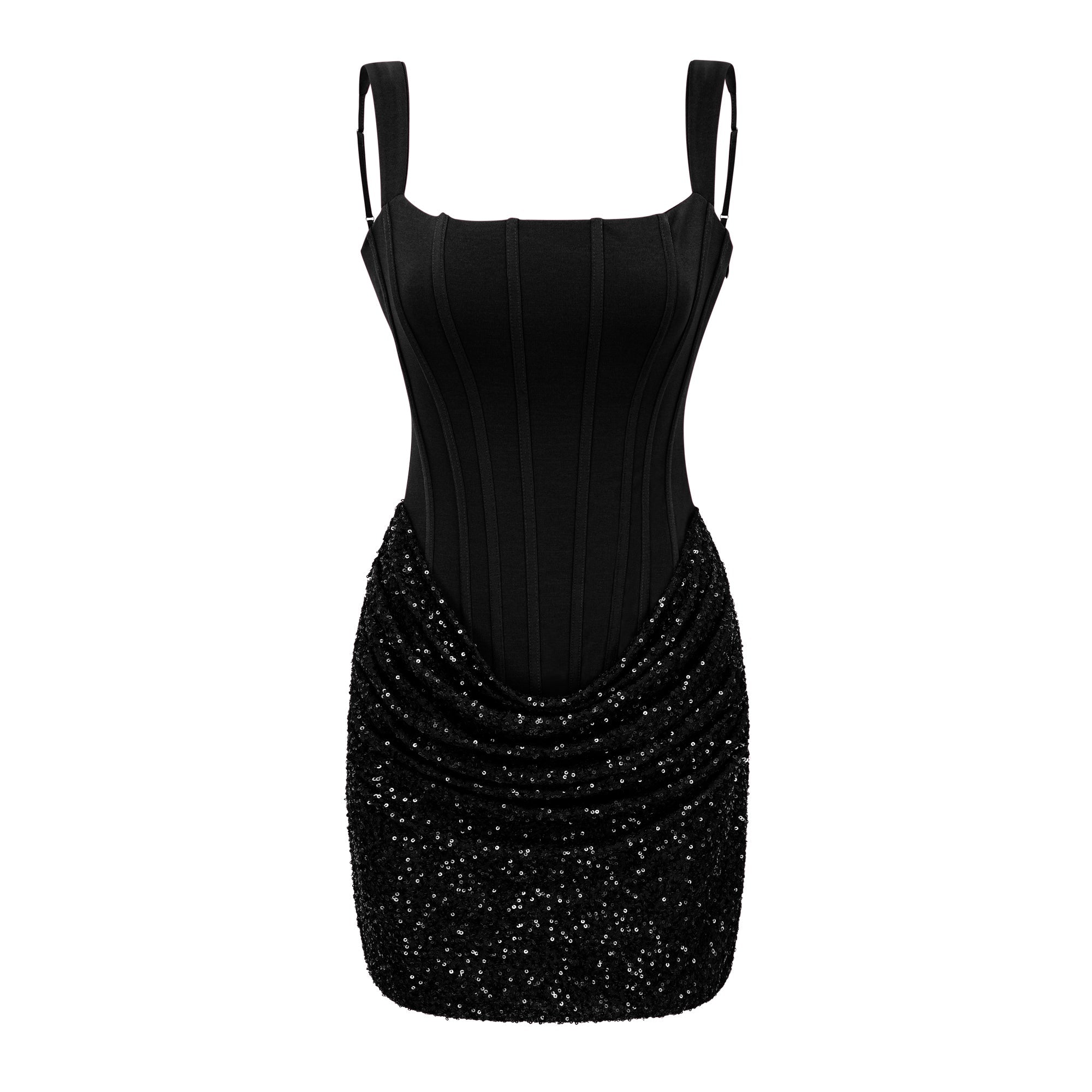 Paulette Black Embellished Ruched Bodycon Mini Dress (Final Sale-US Only)