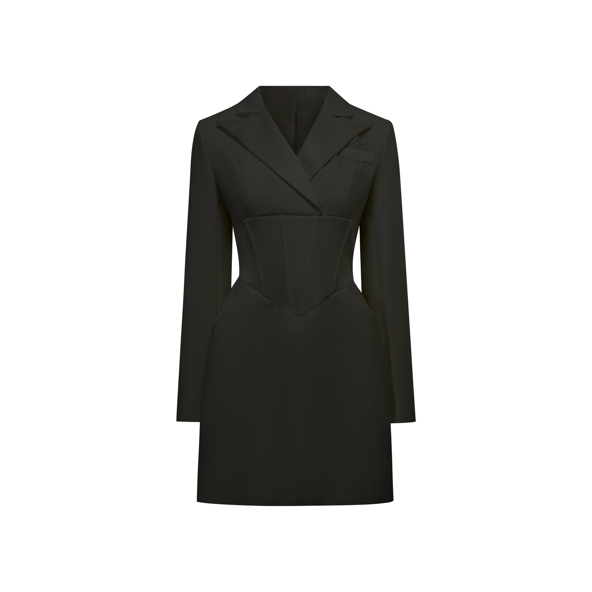 Inmaculada Black Boned Bodice Mini Blazer Dress (Final Sale)
