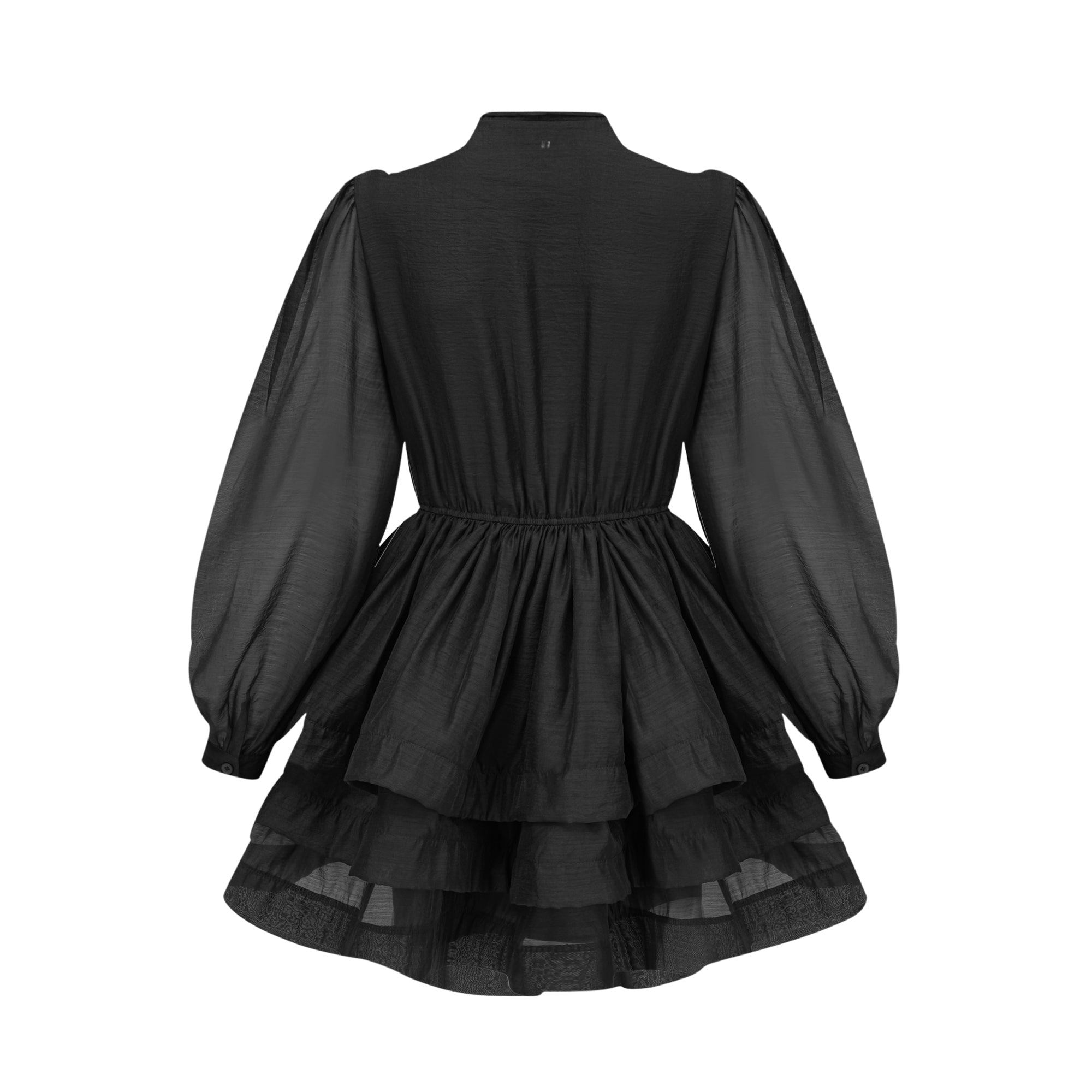 Élodie tiered flared mini dress in Black (Final Sale)