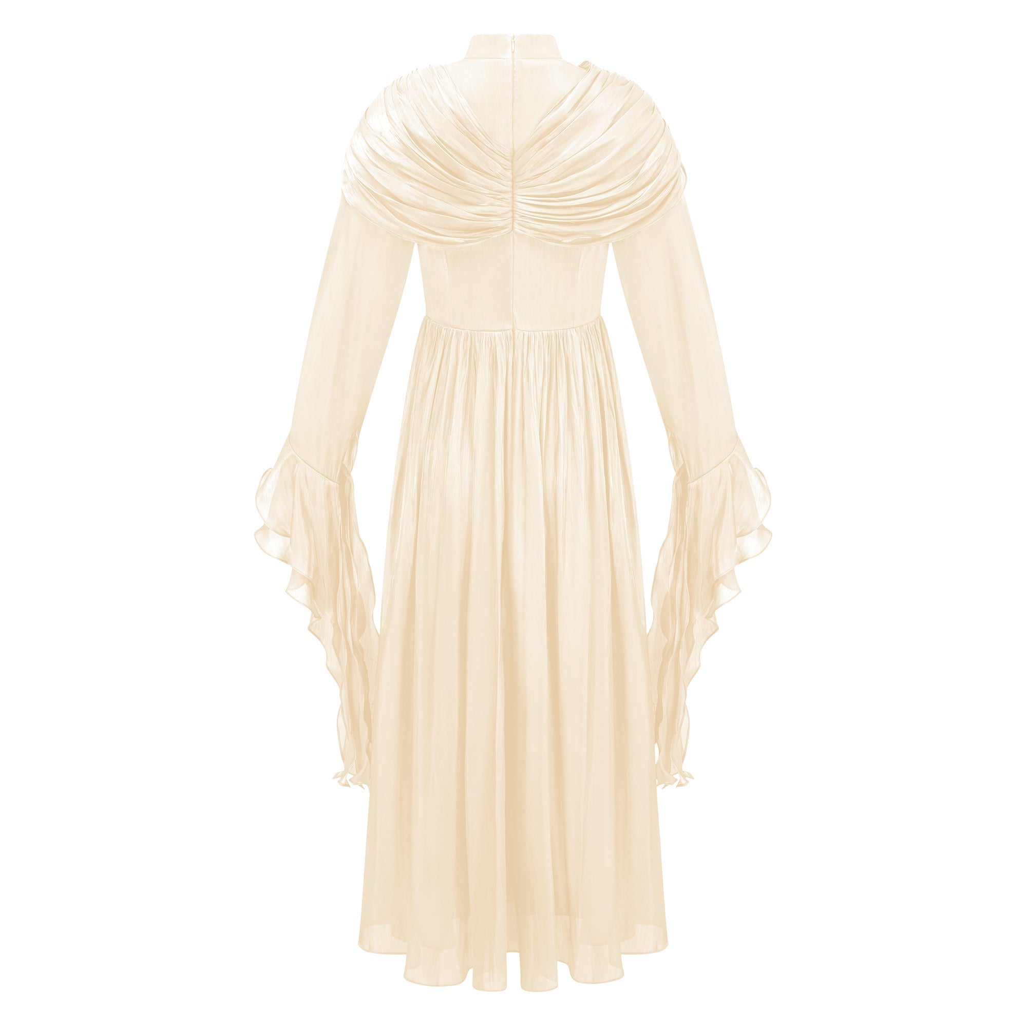 Danuta Neutral Ruched Pleated Maxi Dress(Final Sale-US Only)