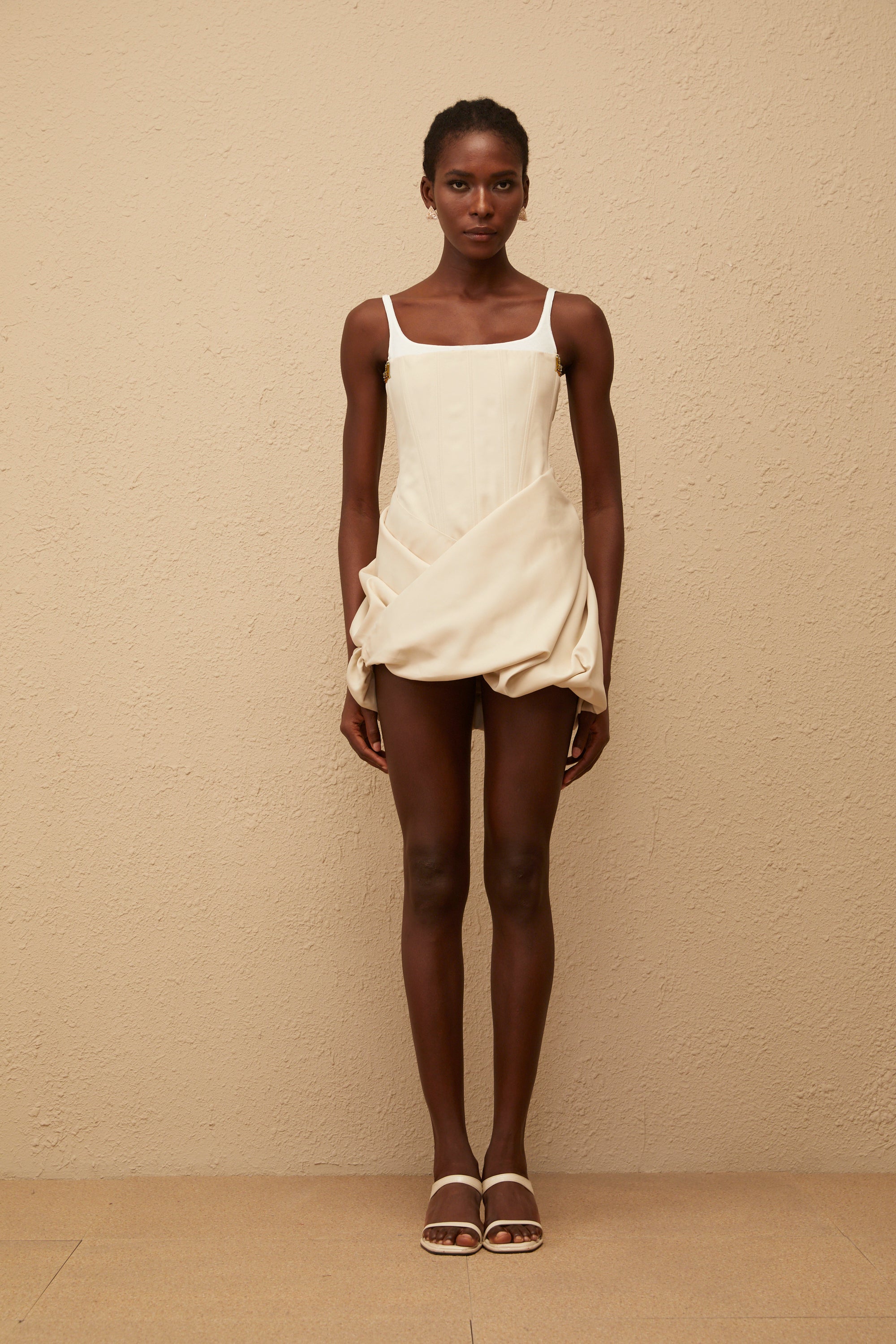 Inaya Neutral Panel Corset Mini Dress