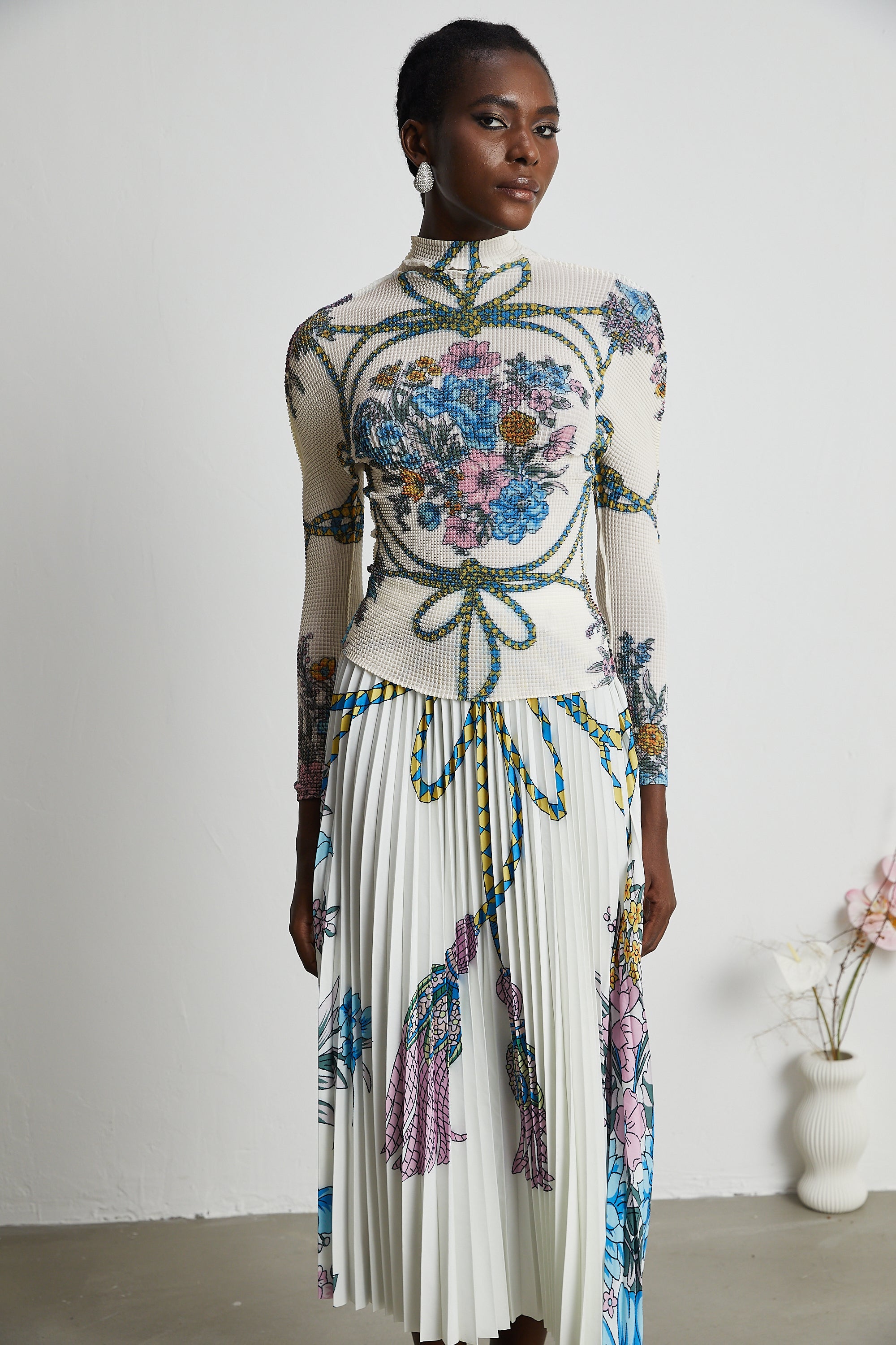 Huguette pattern-print top & skirt matching set (Final Sale)