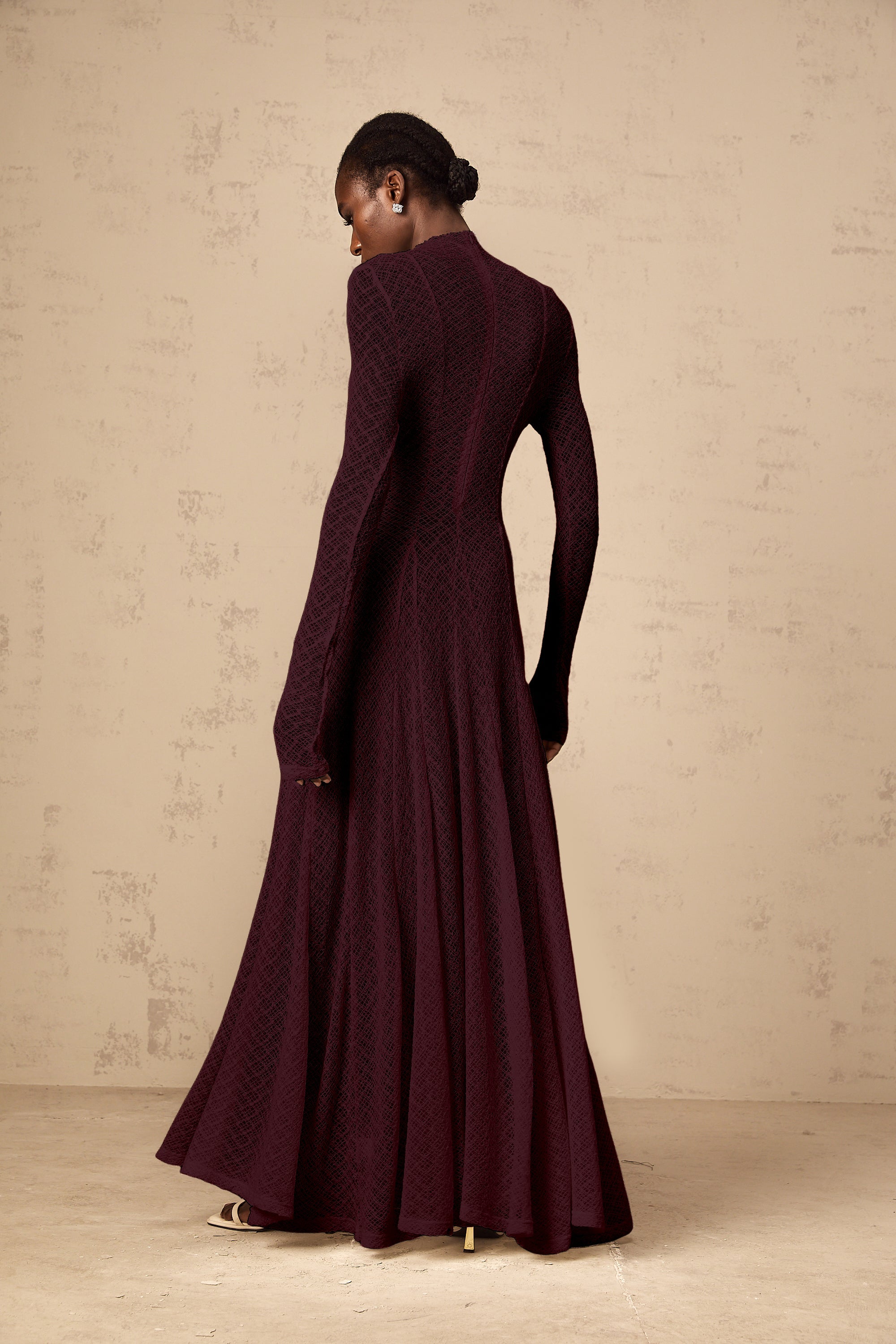 Athena wavy-pattern lace maxi dress in Red (Final Sale-US Only)