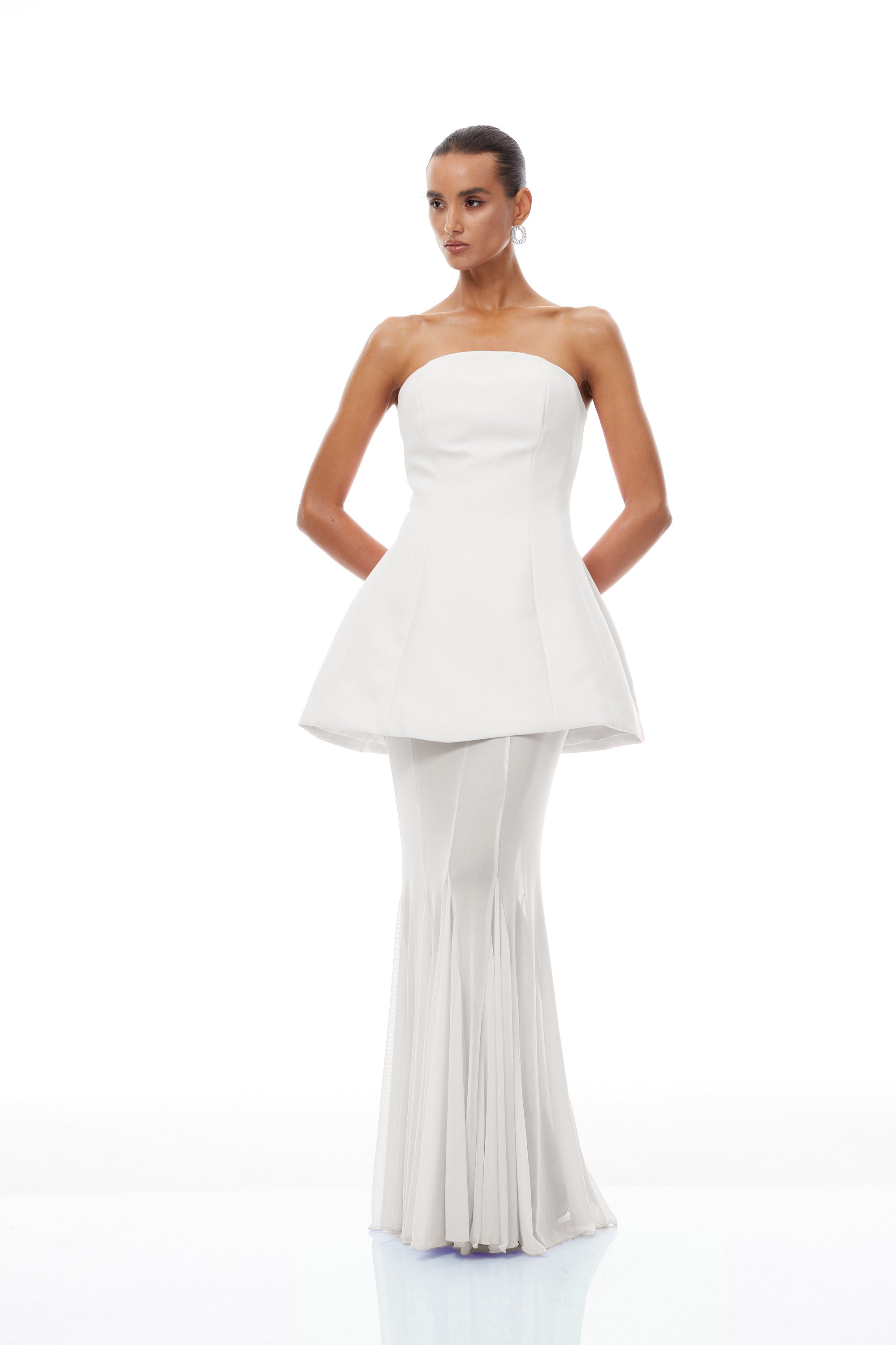 Mélanie White Corset Dress & Mesh Skirt Set (Final Sale-US Only)
