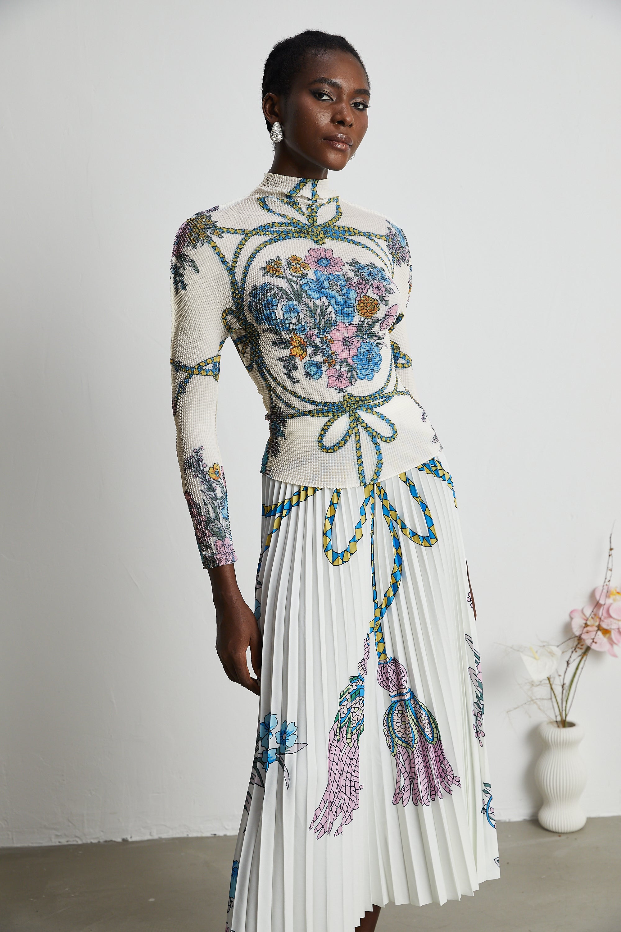 Huguette pattern-print top & skirt matching set (Final Sale)