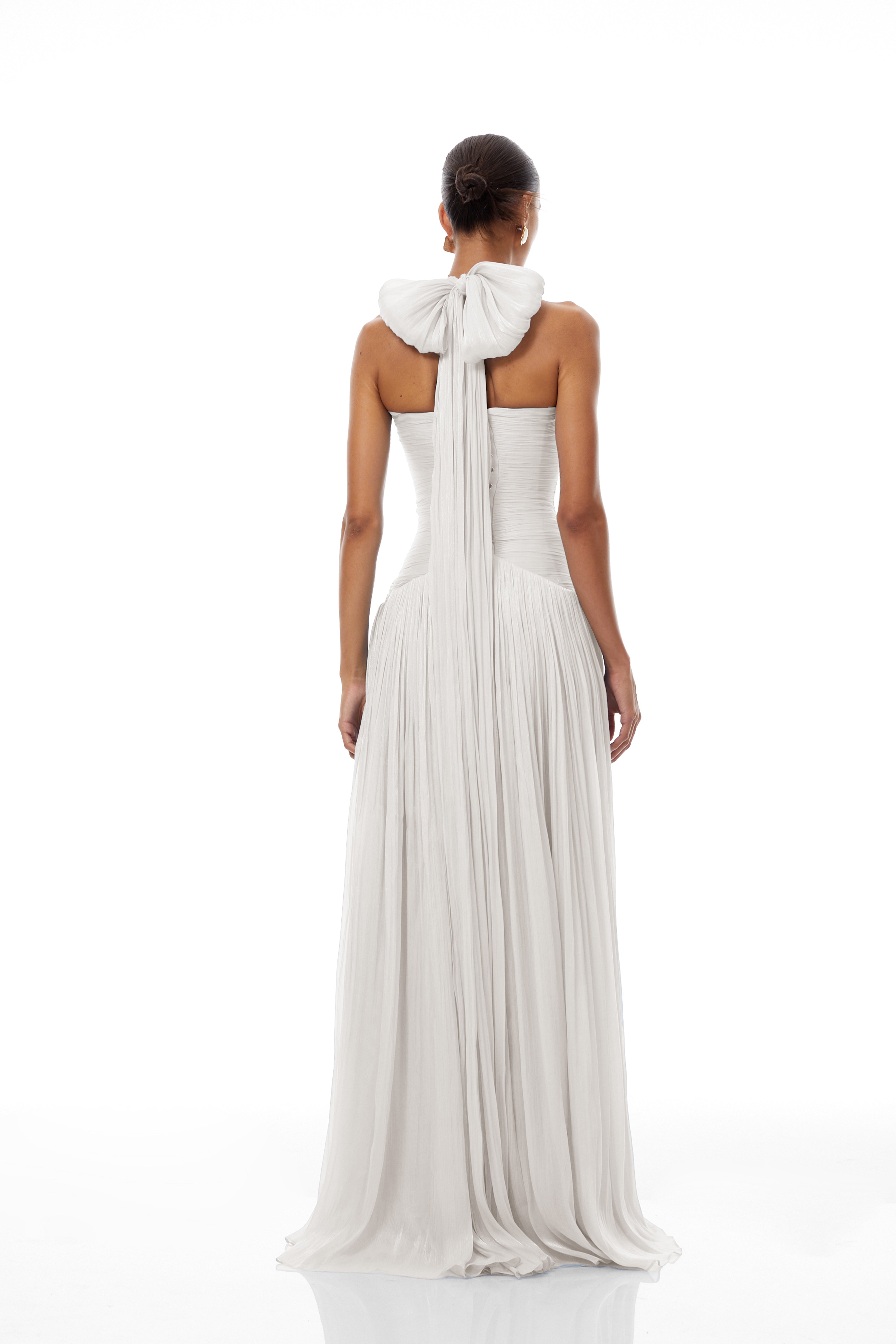Térébenthine White Glossy Gathered Maxi Dress (Final Sale)