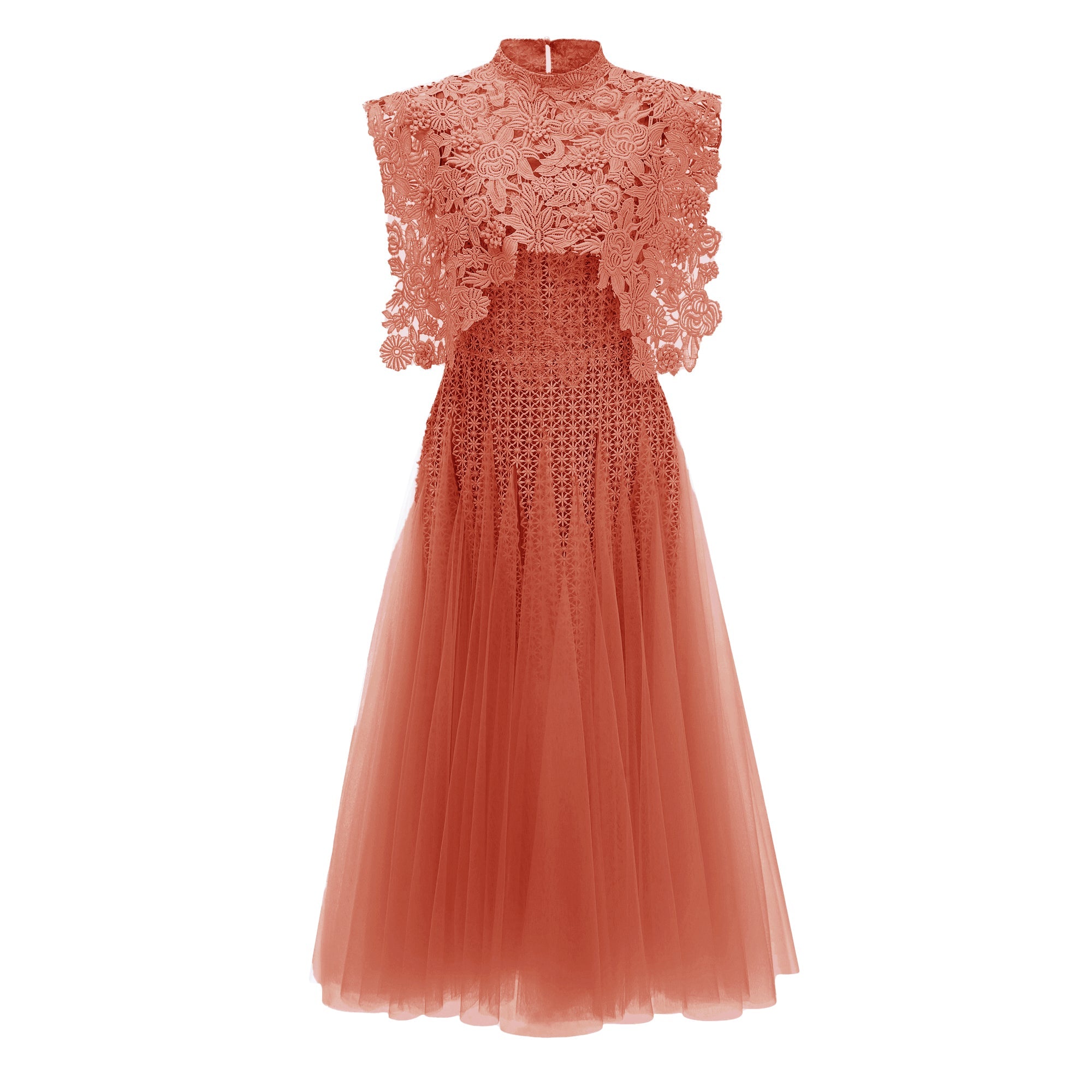 Margaret Orange Floral Crochet Midi Dress (Final Sale)
