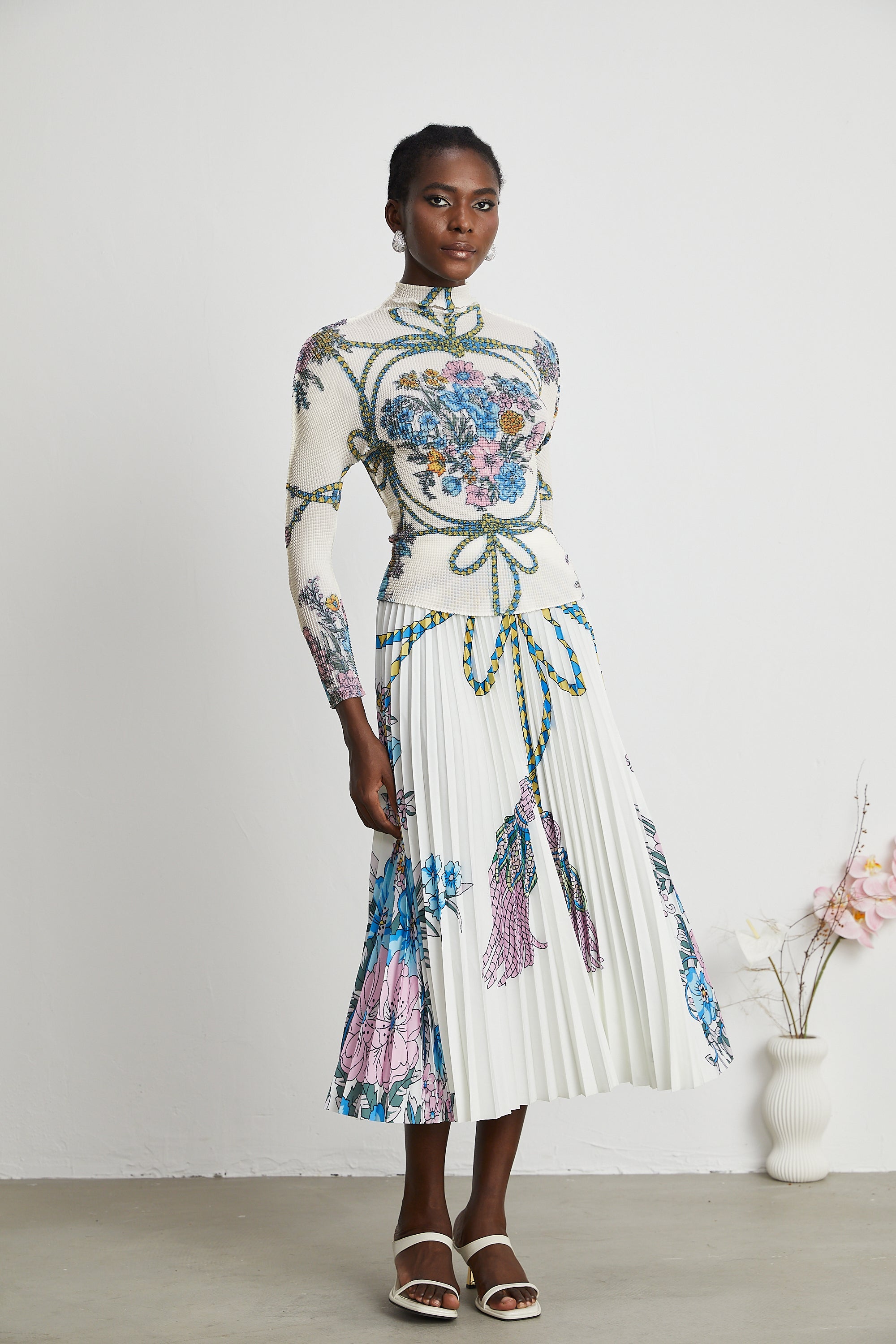 Huguette pattern-print top & skirt matching set (Final Sale)