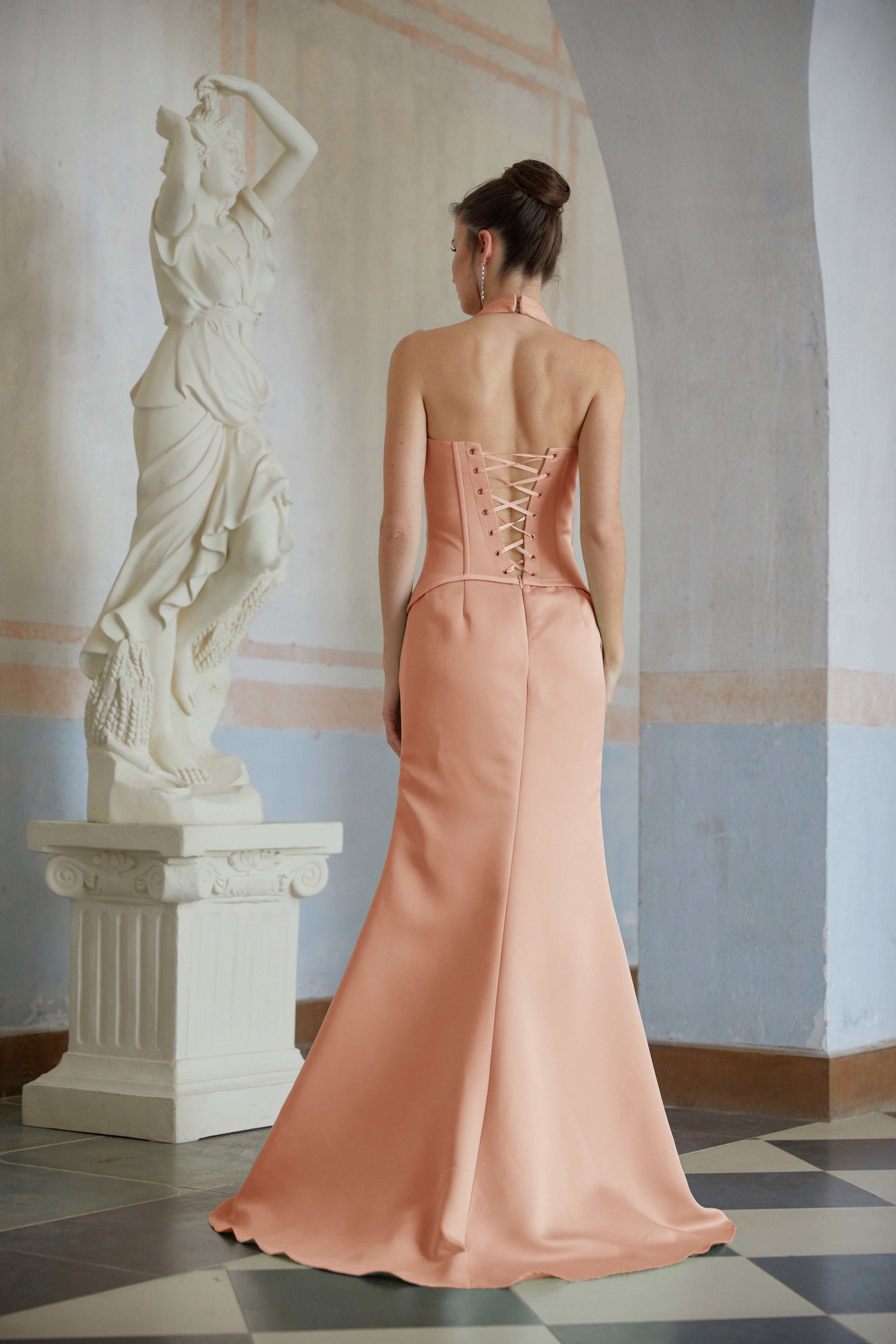 Aurélie Orange Halterneck Mermaid Maxi Dress (Final Sale)