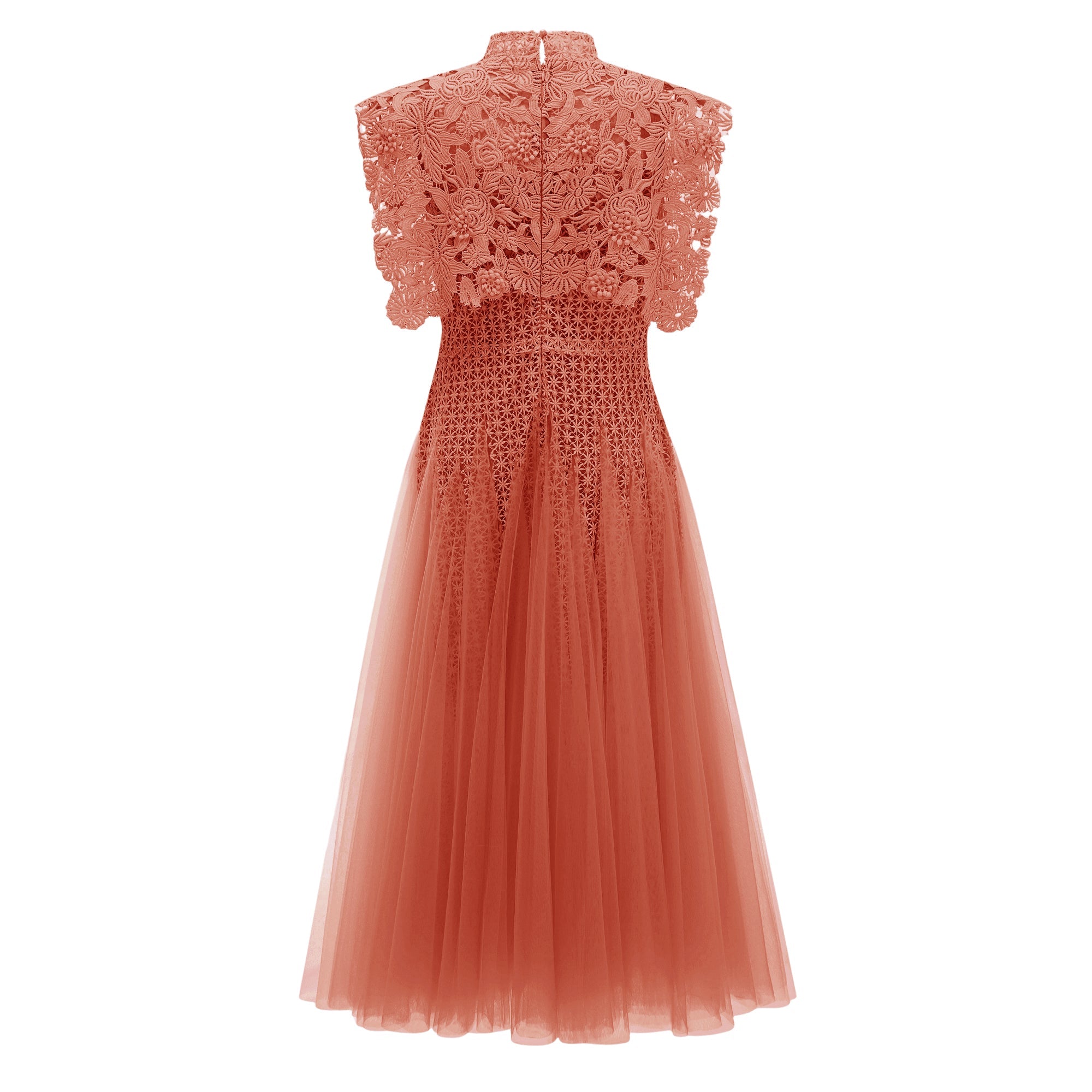 Margaret Orange Floral Crochet Midi Dress (Final Sale)