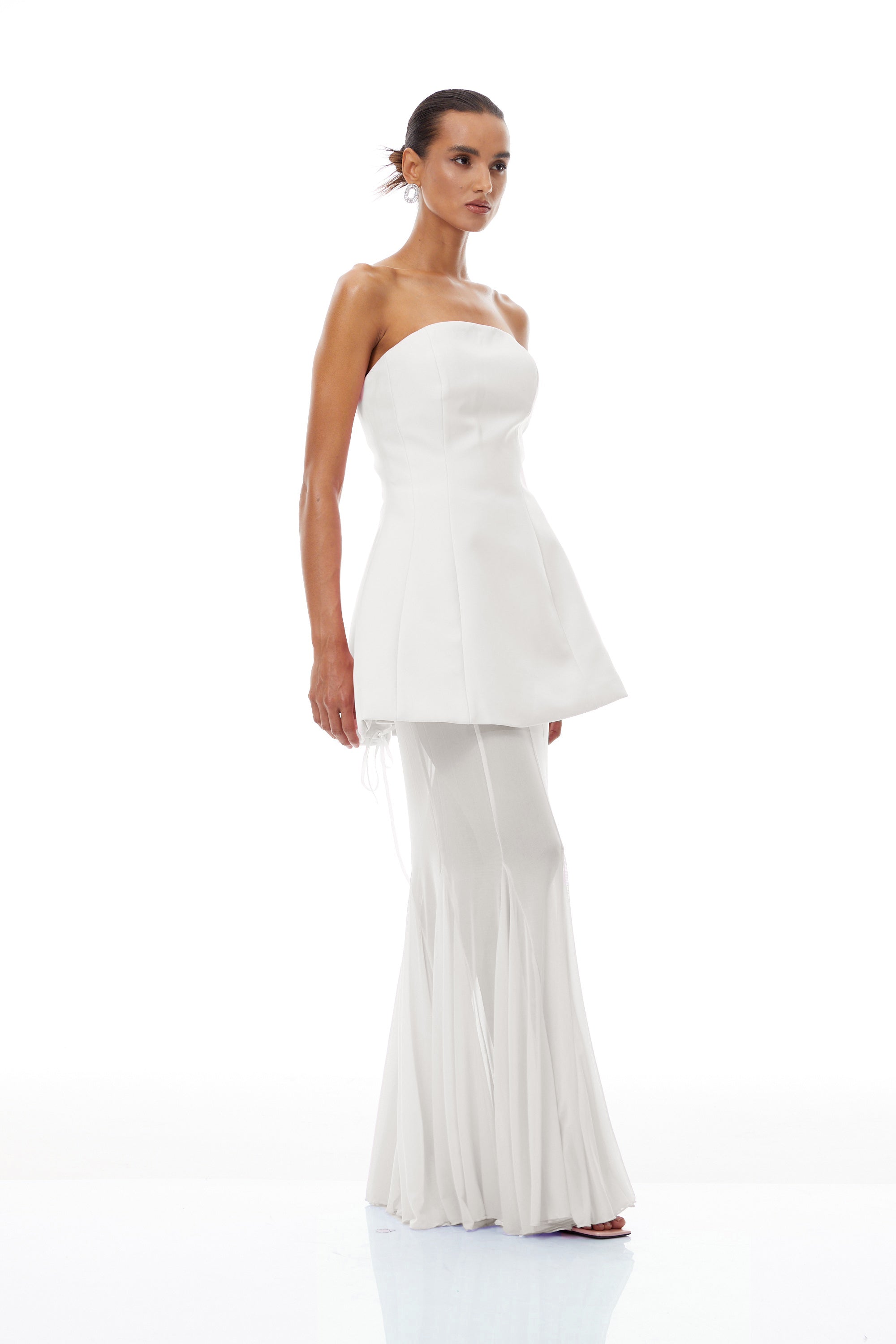 Mélanie White Corset Dress & Mesh Skirt Set (Final Sale-US Only)