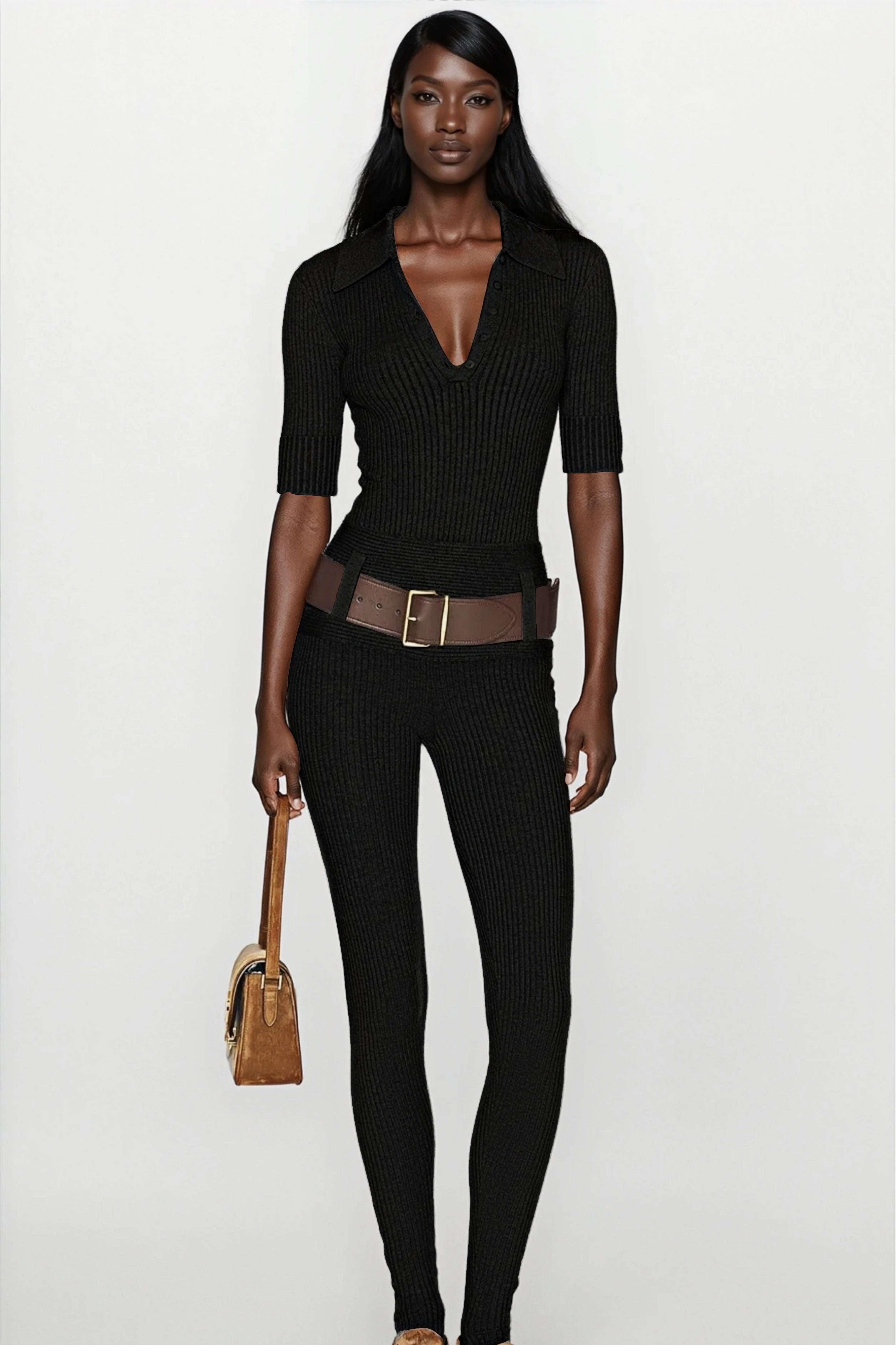 Knitted Polo Bodysuit & Trousers