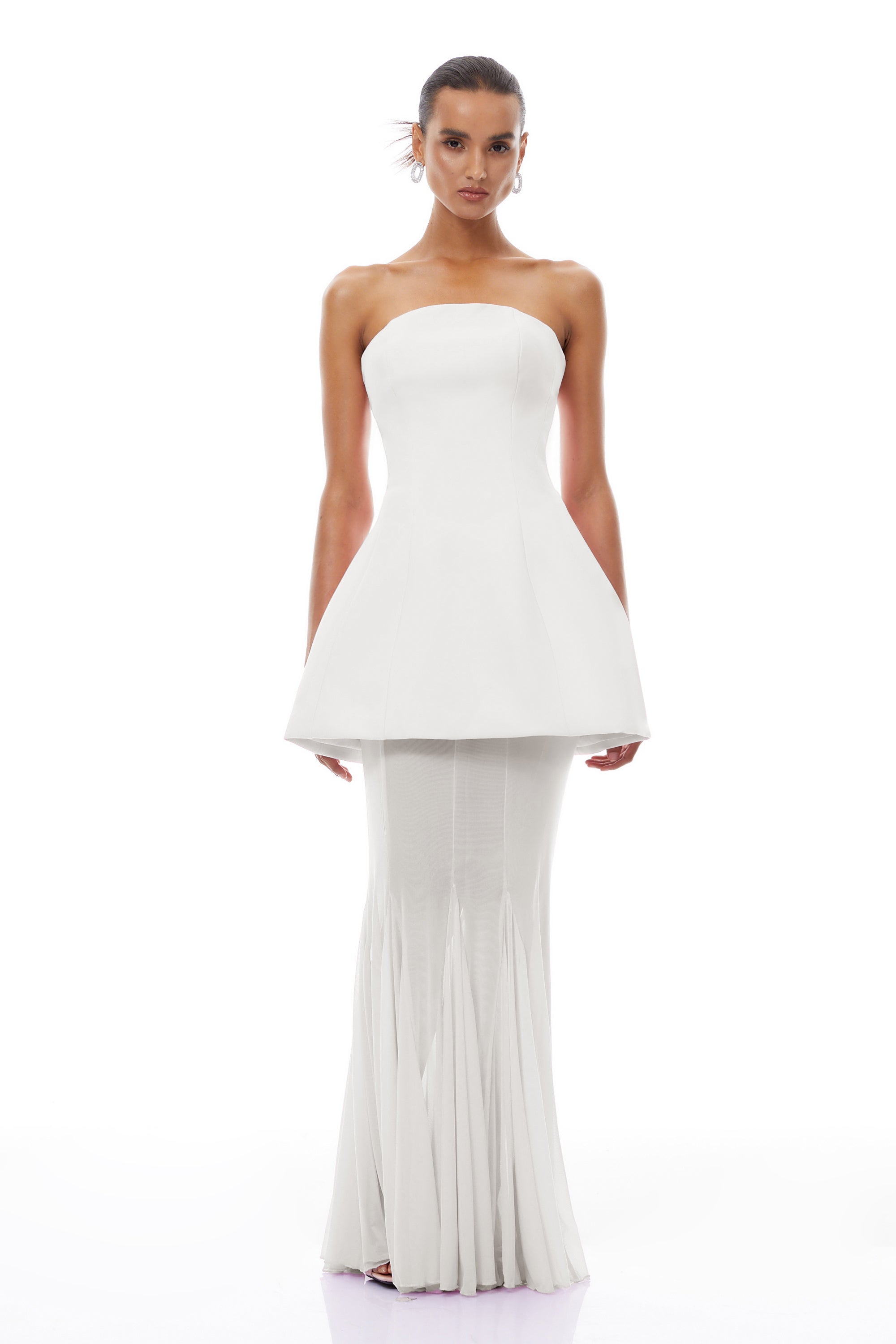 Mélanie White Corset Dress & Mesh Skirt Set (Final Sale-US Only)