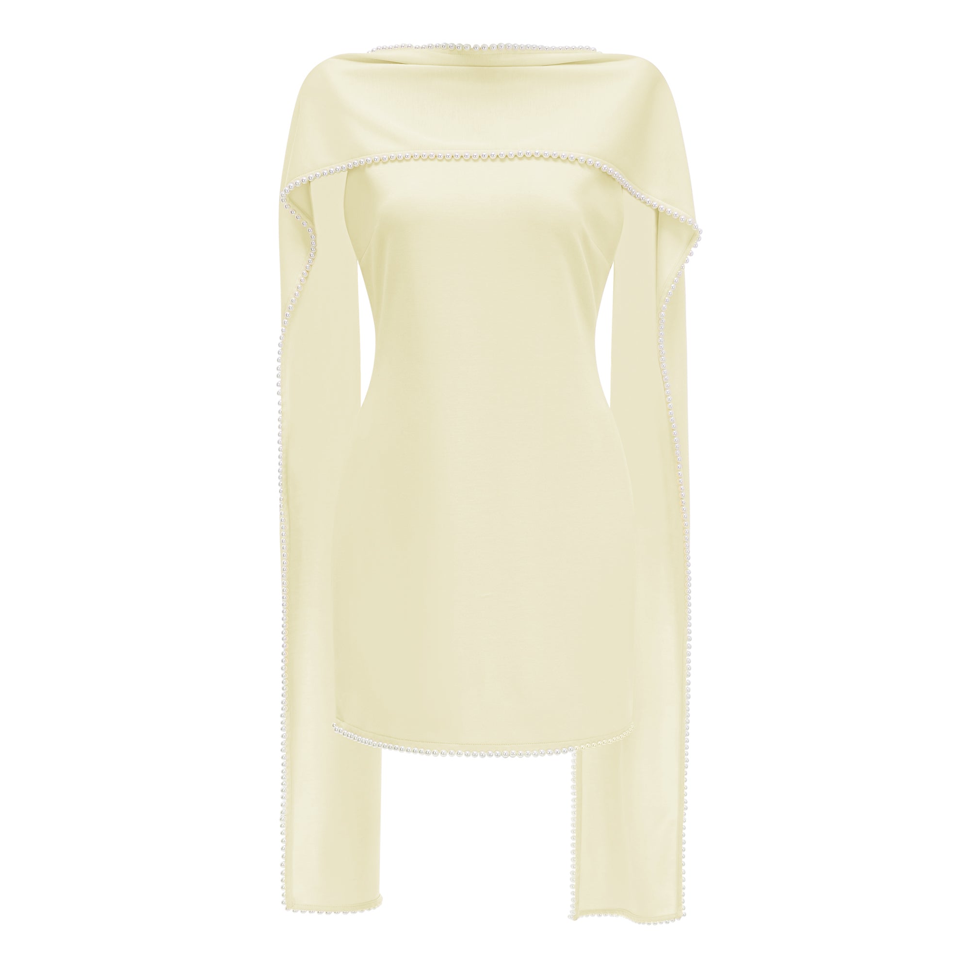Piroska Yellow Sleeveless Pearl Trim Mini Dress (Final Sale)