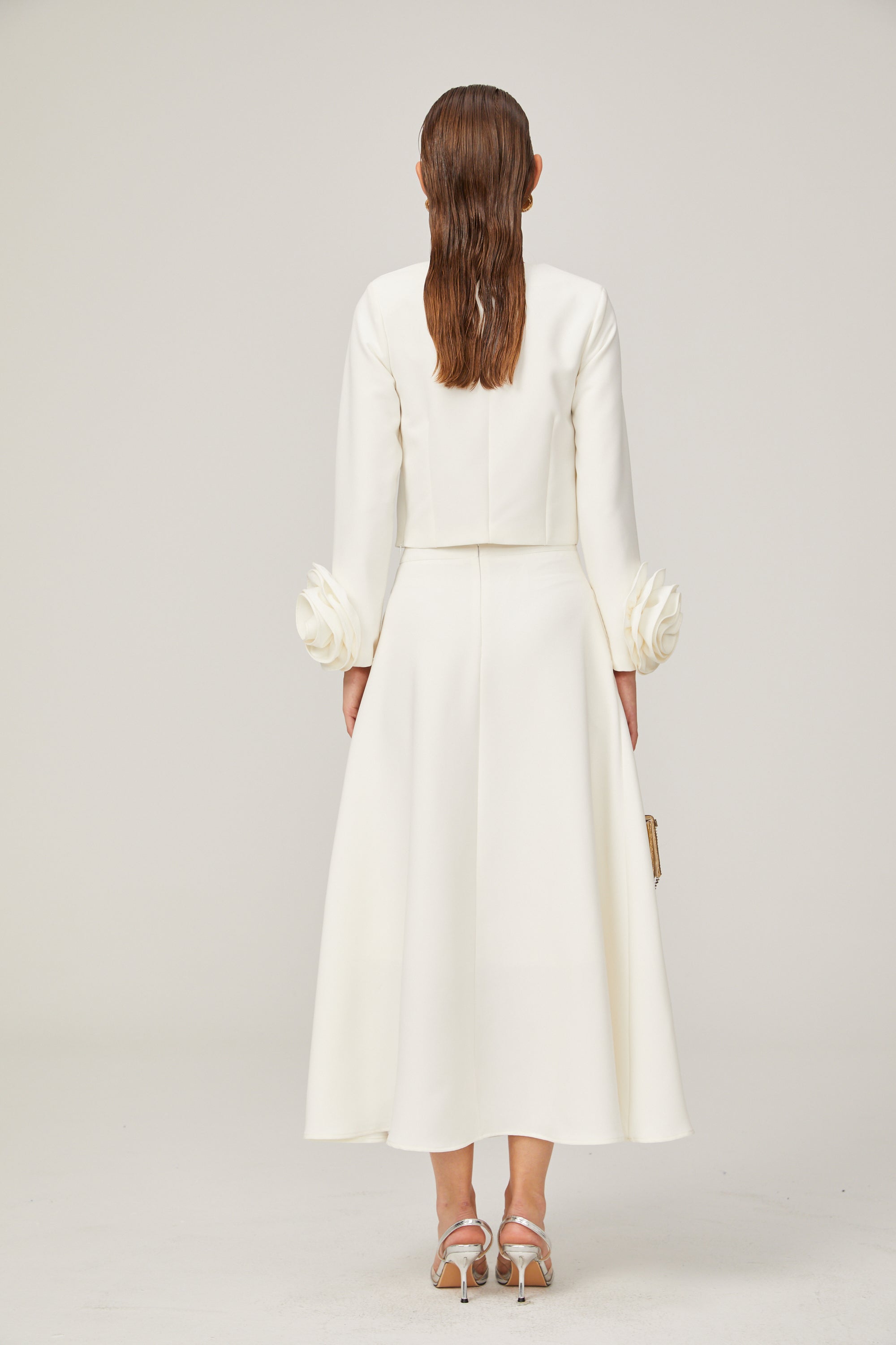 Hilaire white 3d-petal top & skirt matching set (Final Sale)