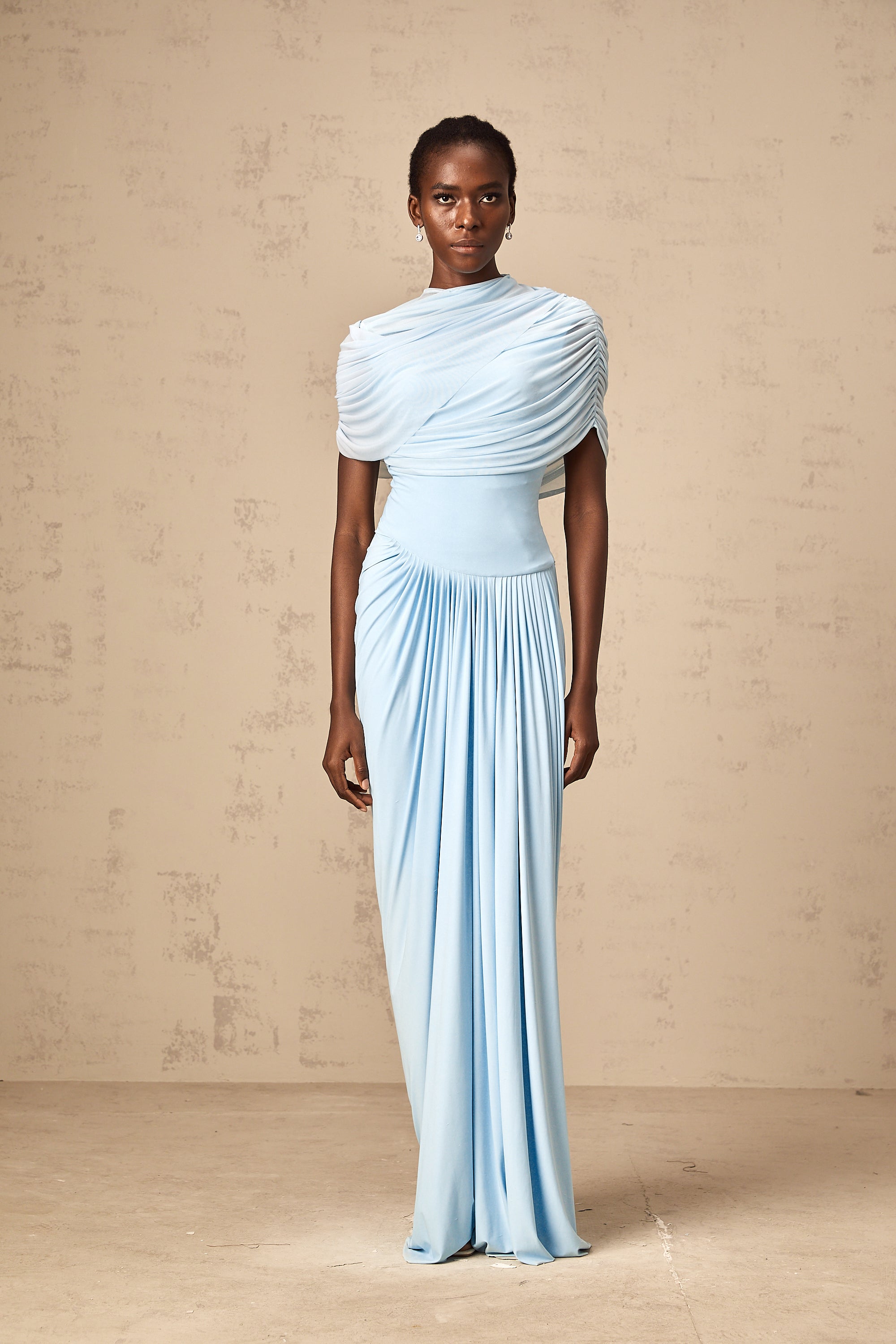 Asymmetrical Pleated Maxi Dress