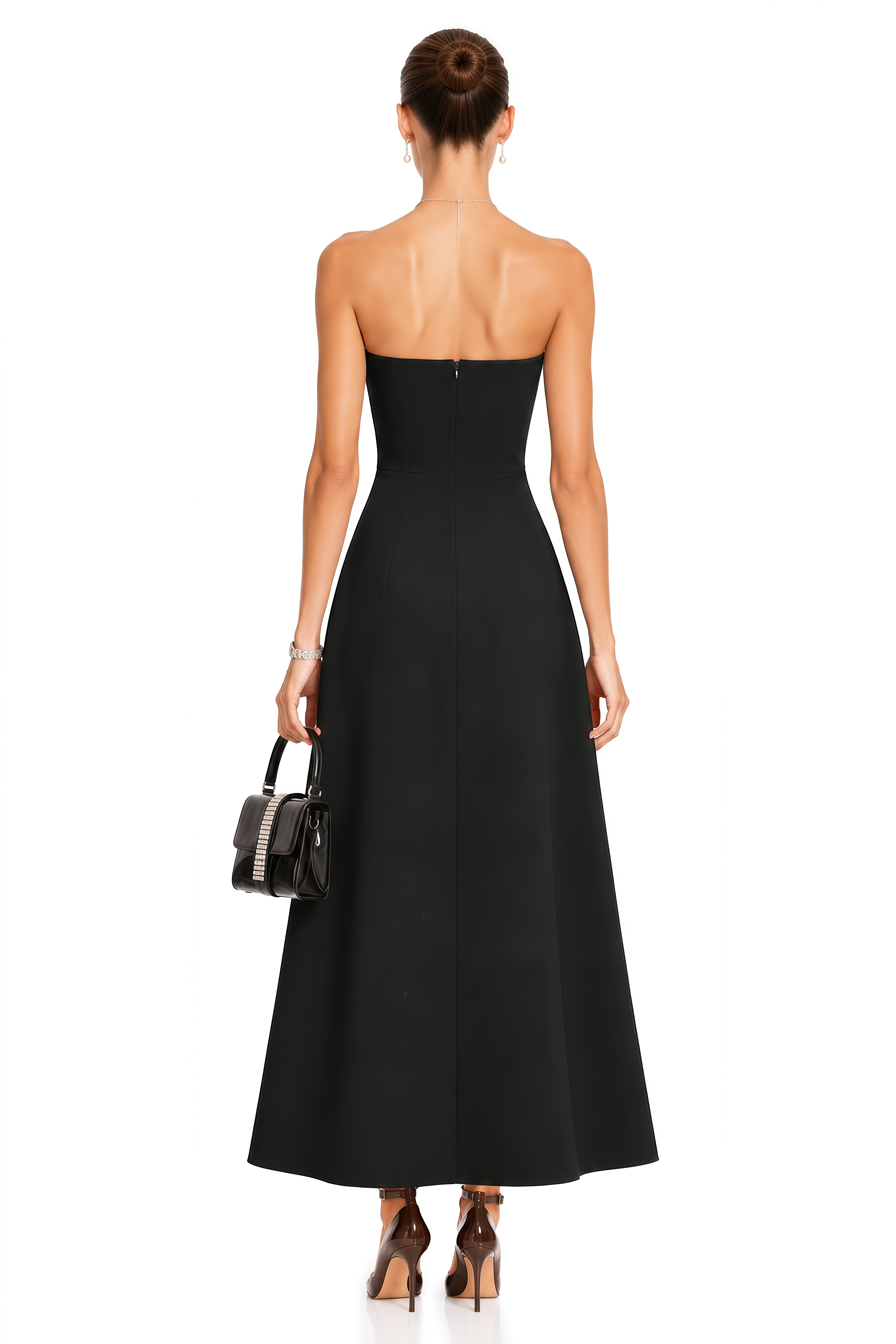 Melisande Black Embellished Maxi Dress