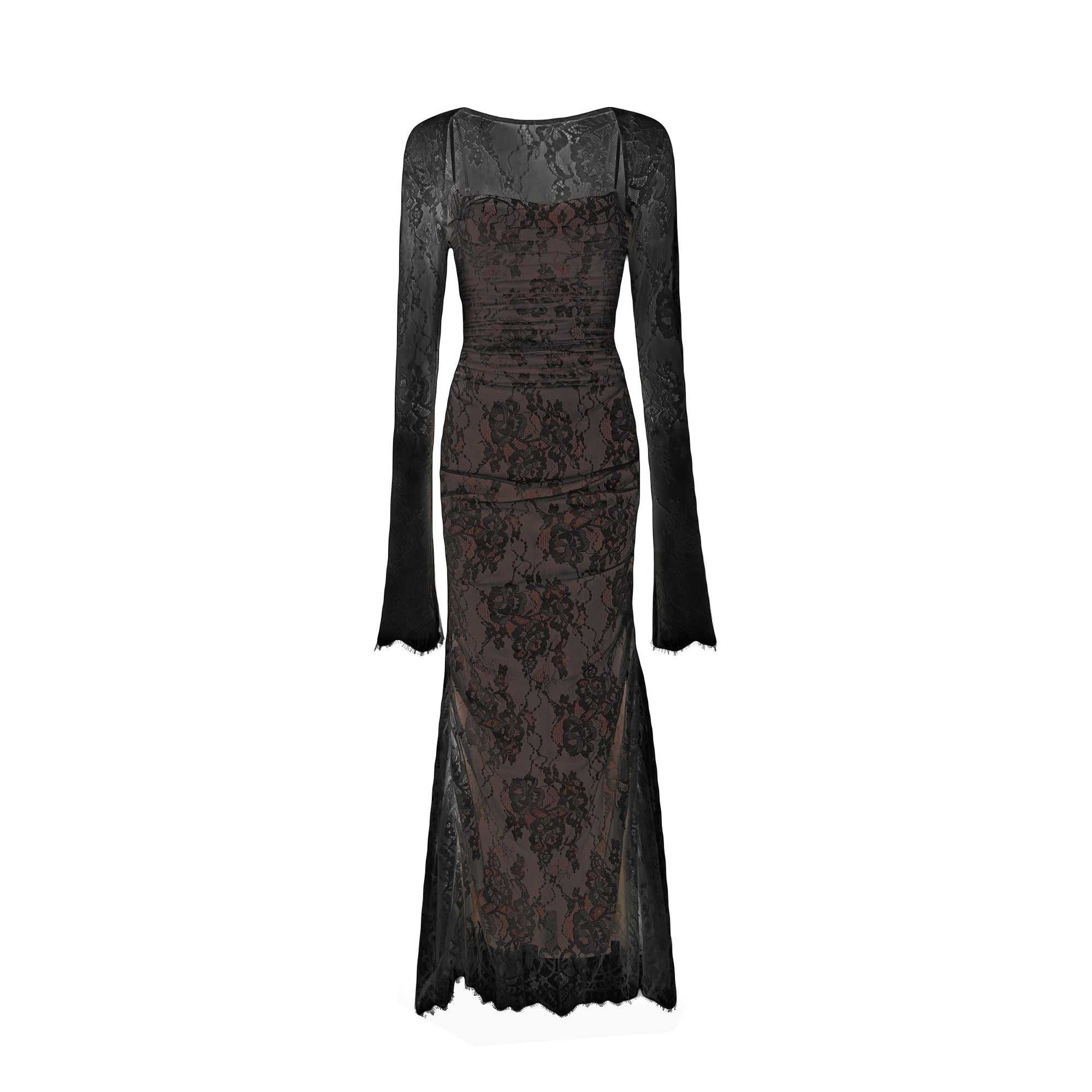 Valérie white floral lace mesh maxi dress (Final Sale)