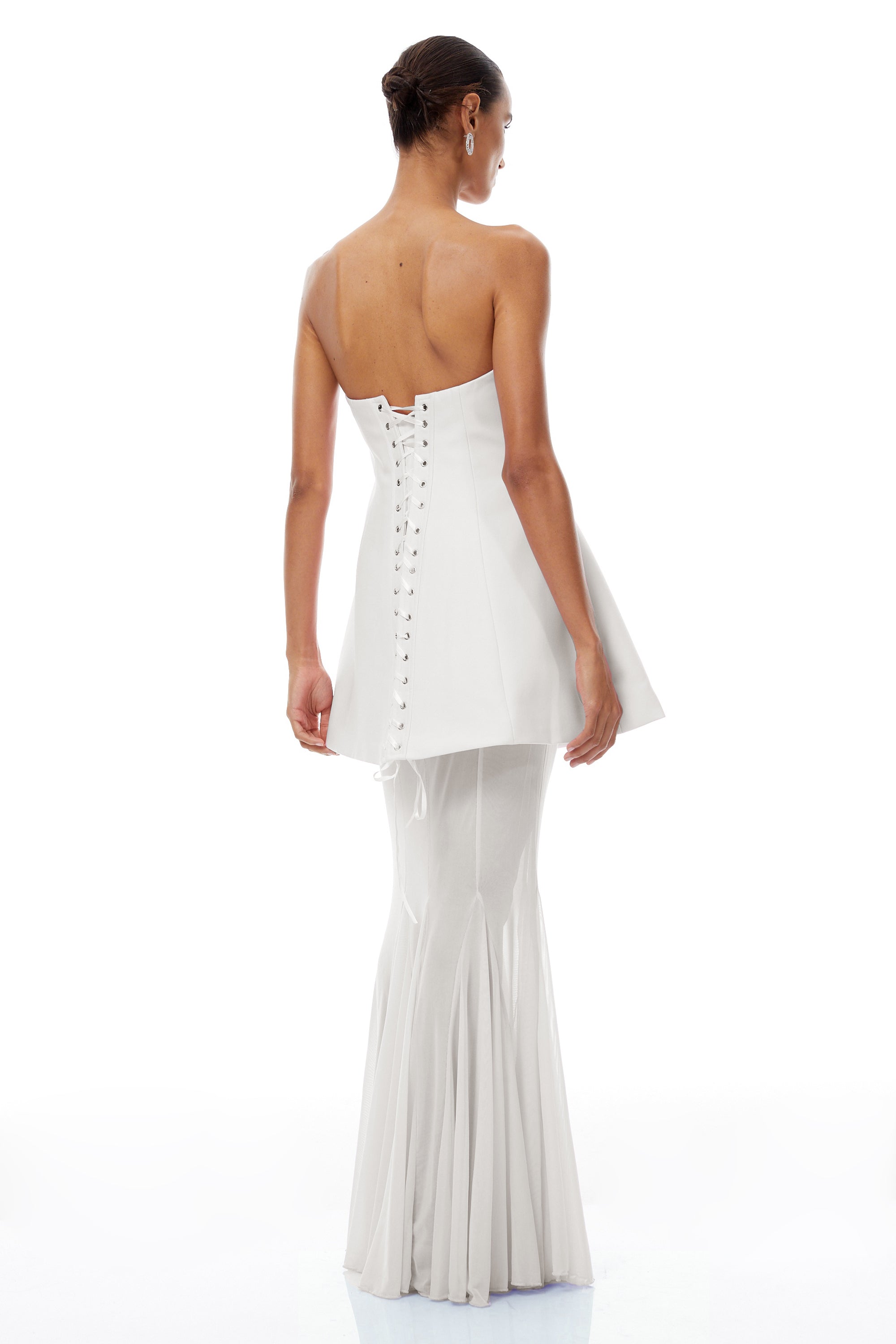 Mélanie White Corset Dress & Mesh Skirt Set (Final Sale-US Only)