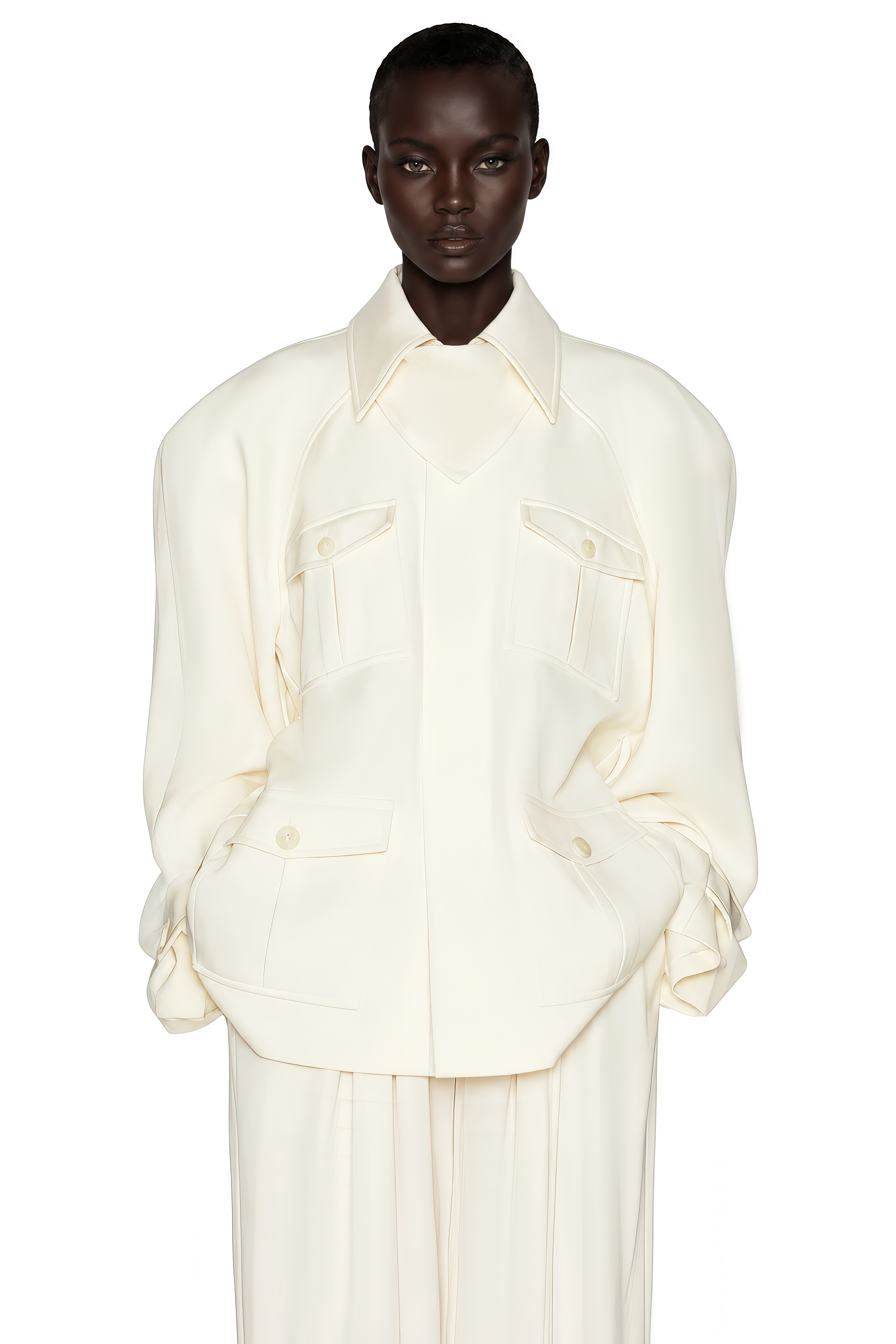 Ambre Cream White Belted Trench Coat