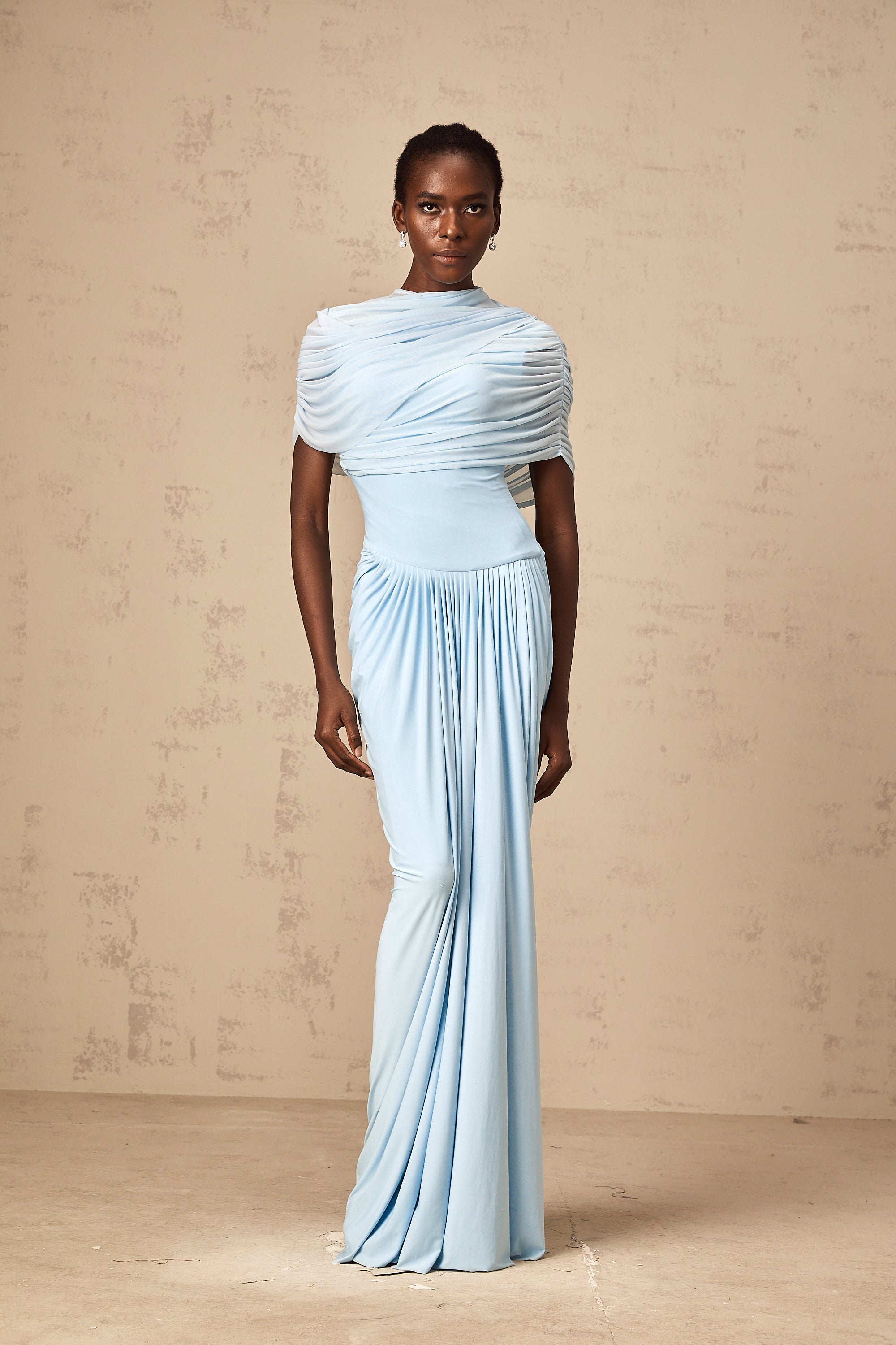 Asymmetrical Pleated Maxi Dress