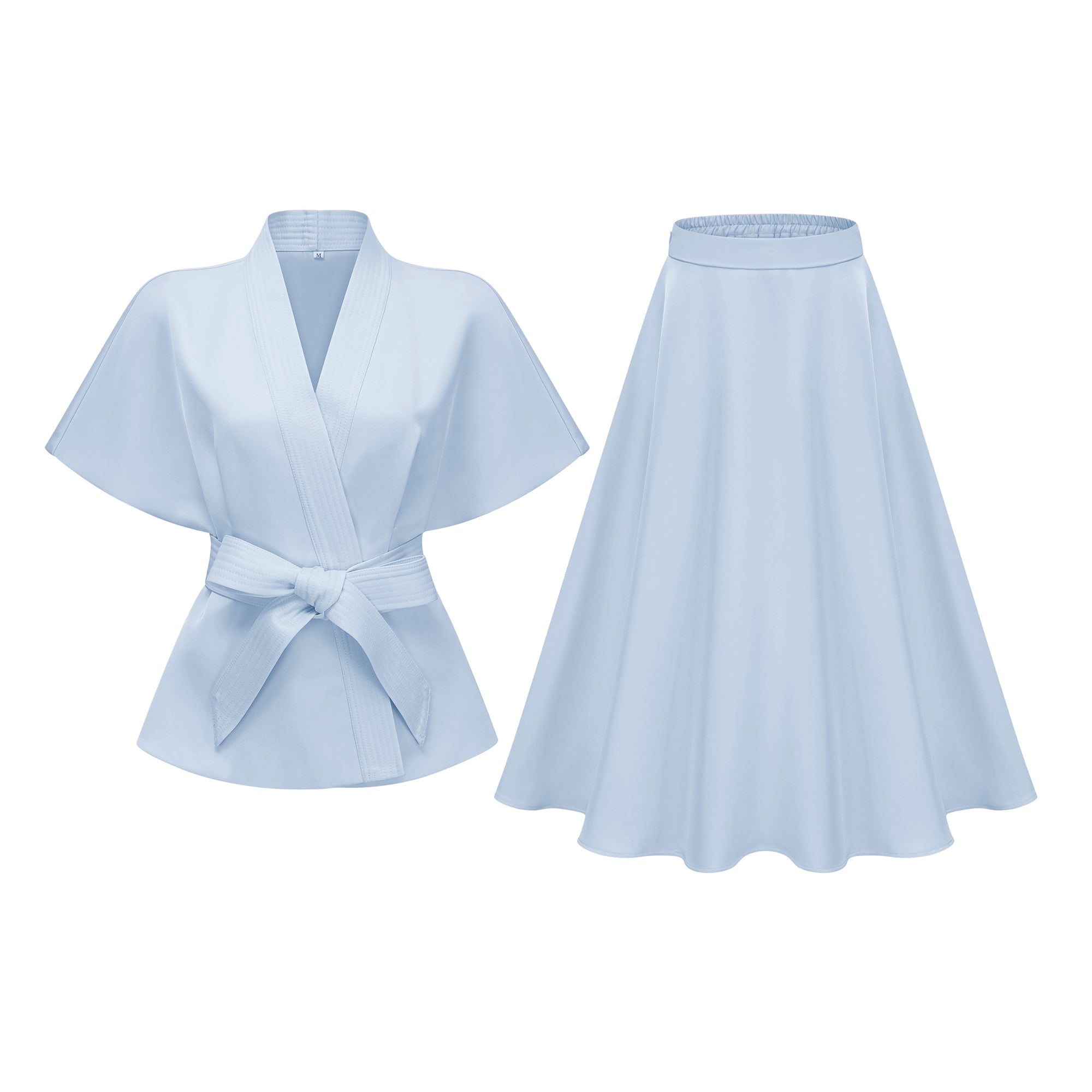 Johanna Blue Self-Tie Blouse & Skirt Set (Final Sale)