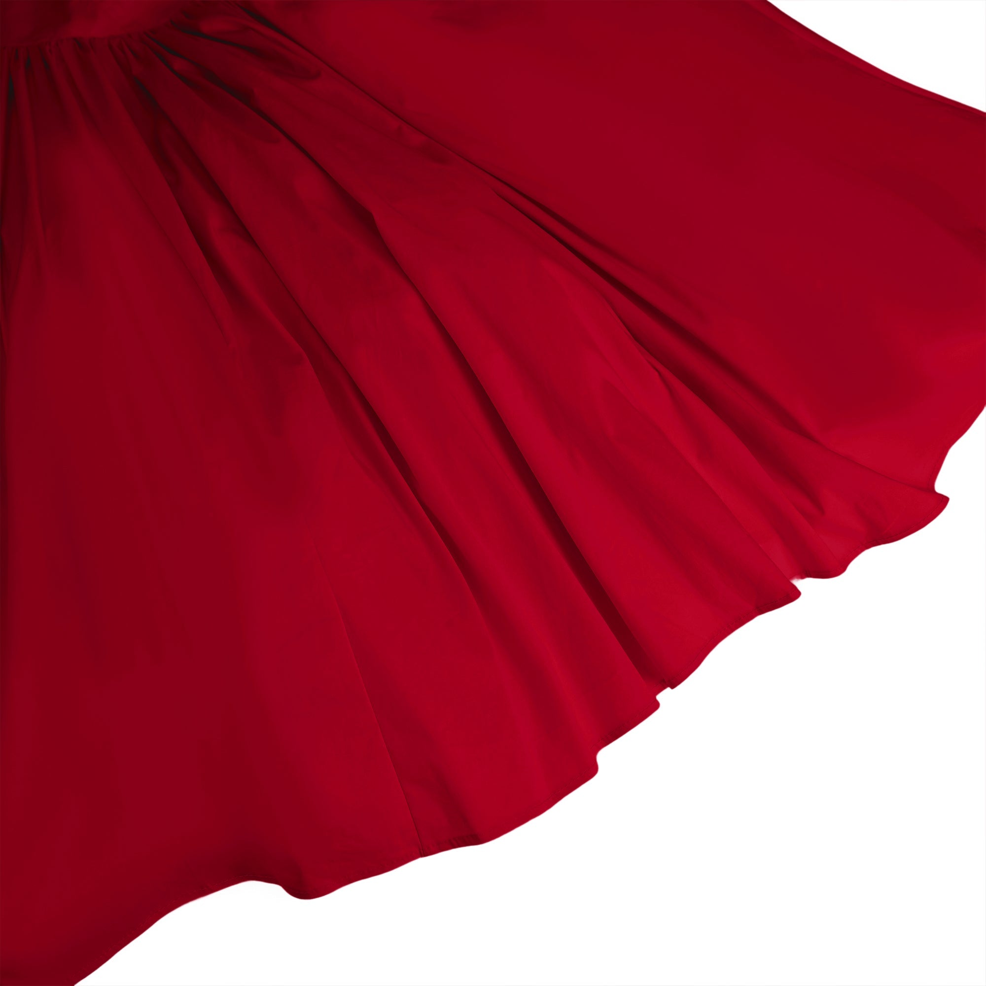 Eponine Red Layered Flared Hem Midi Dress (Final Sale)