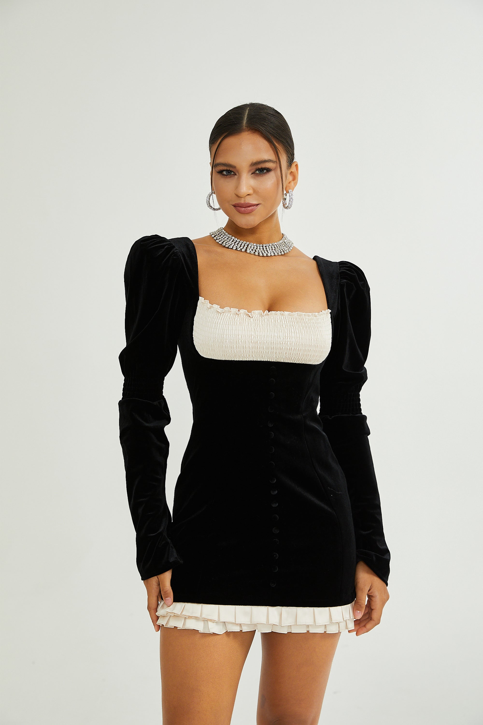 Coralie long-sleeved velvet mini dress (Final Sale-US Only)