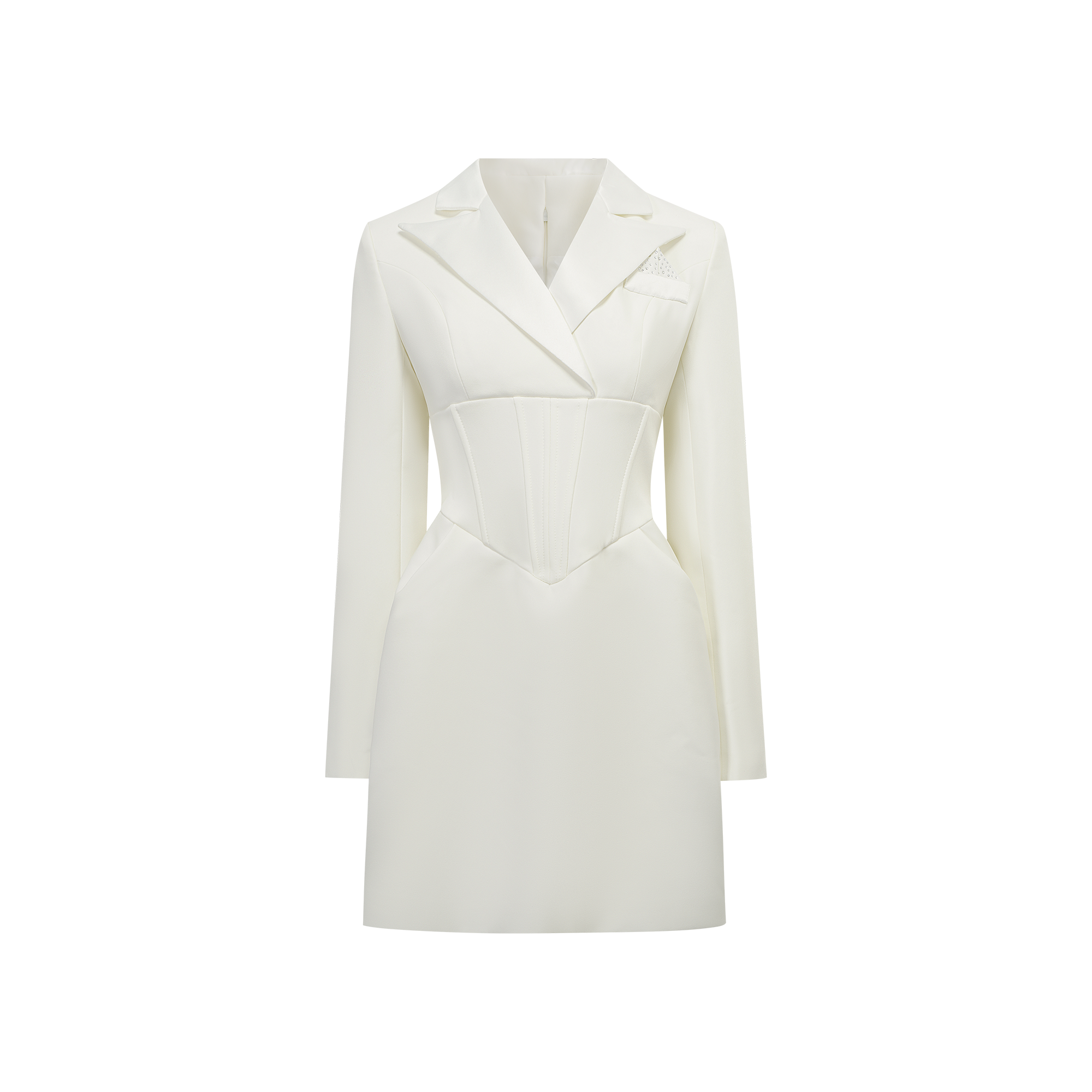 Inmaculada White Boned Bodice Mini Blazer Dress (Final Sale)