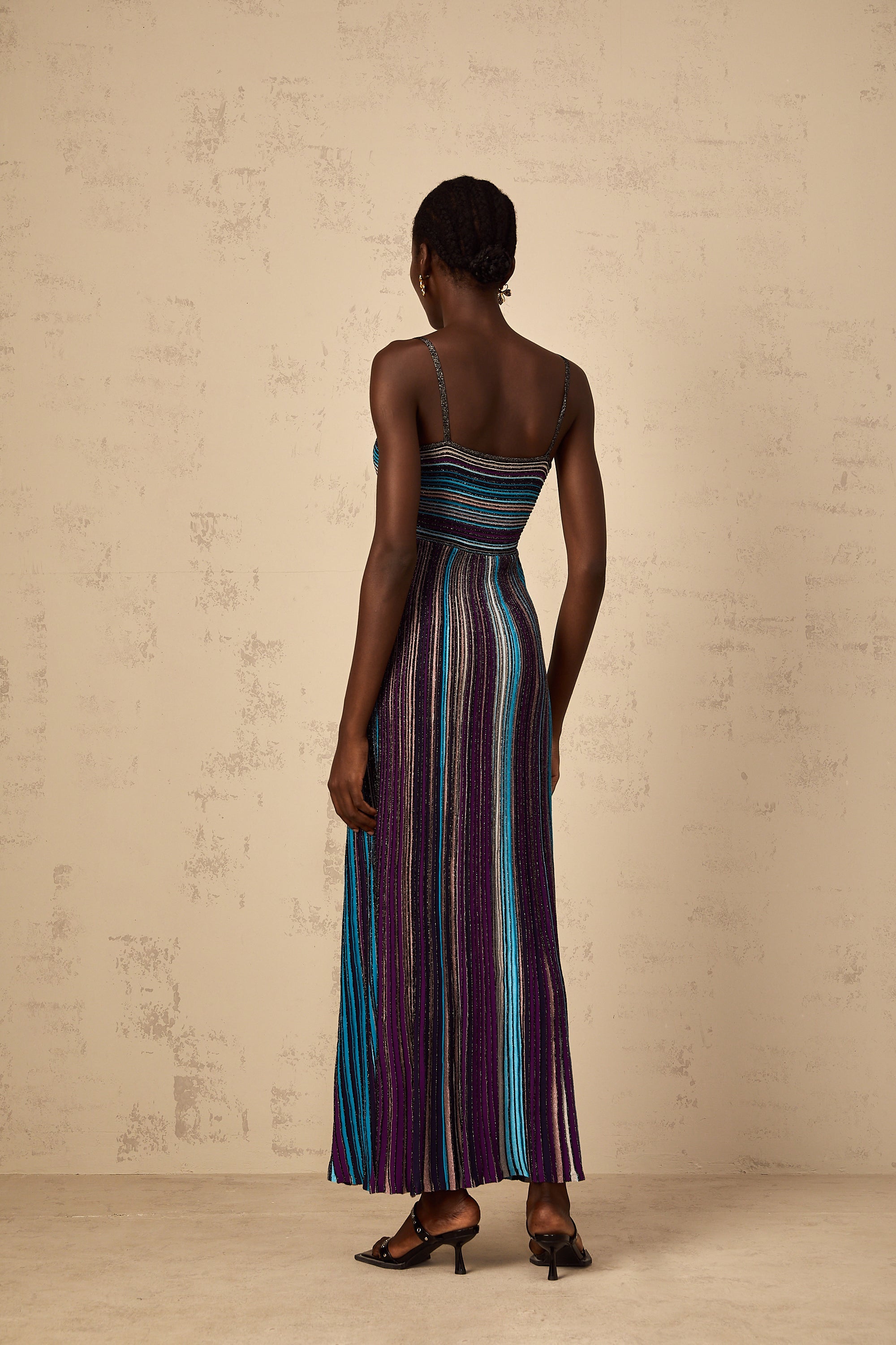 Bruyère Purple Sequin Striped Knit Maxi Dress (Final Sale-US Only)