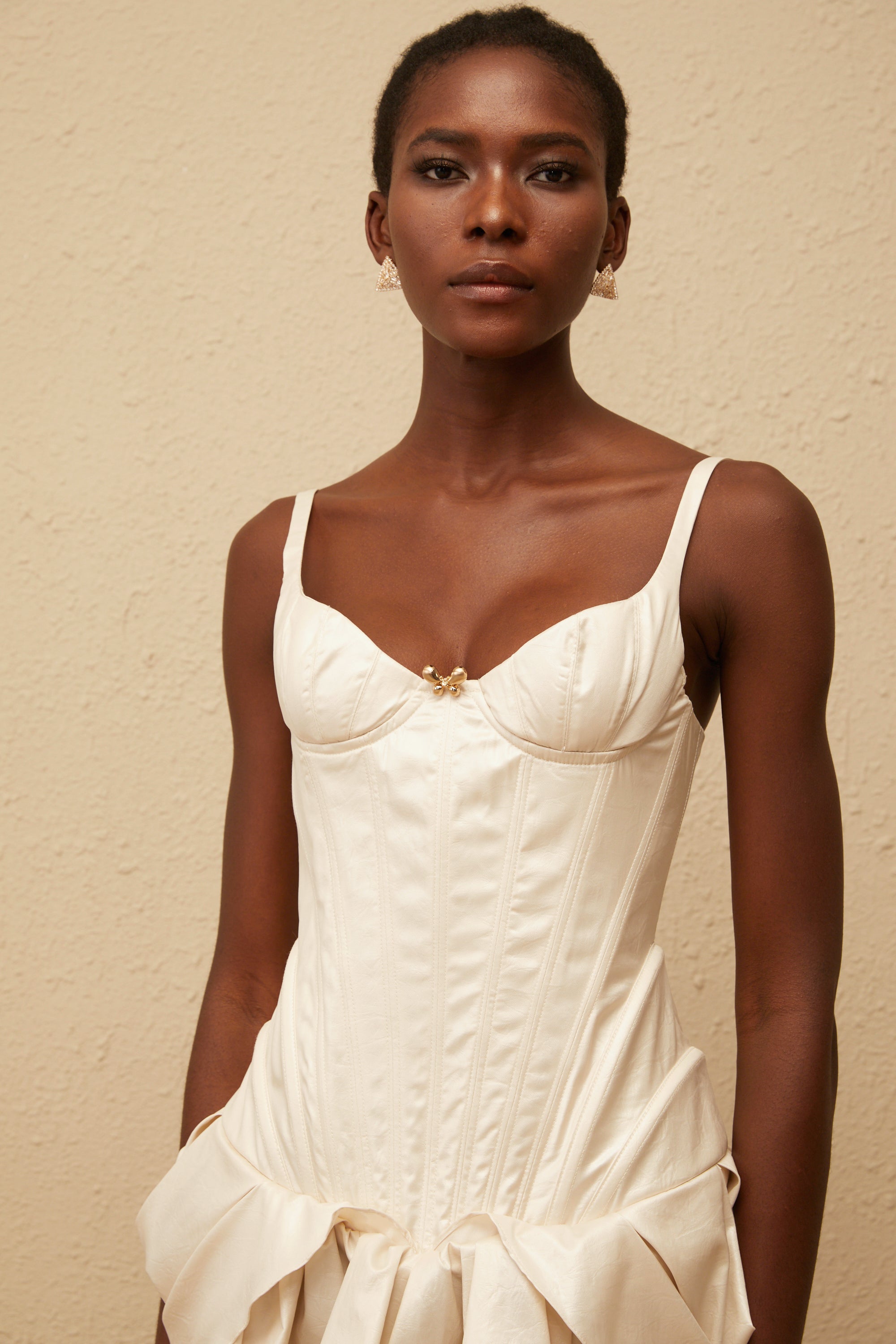 Léana White Ruffled Detail Bustier Mini Dress (Final Sale)