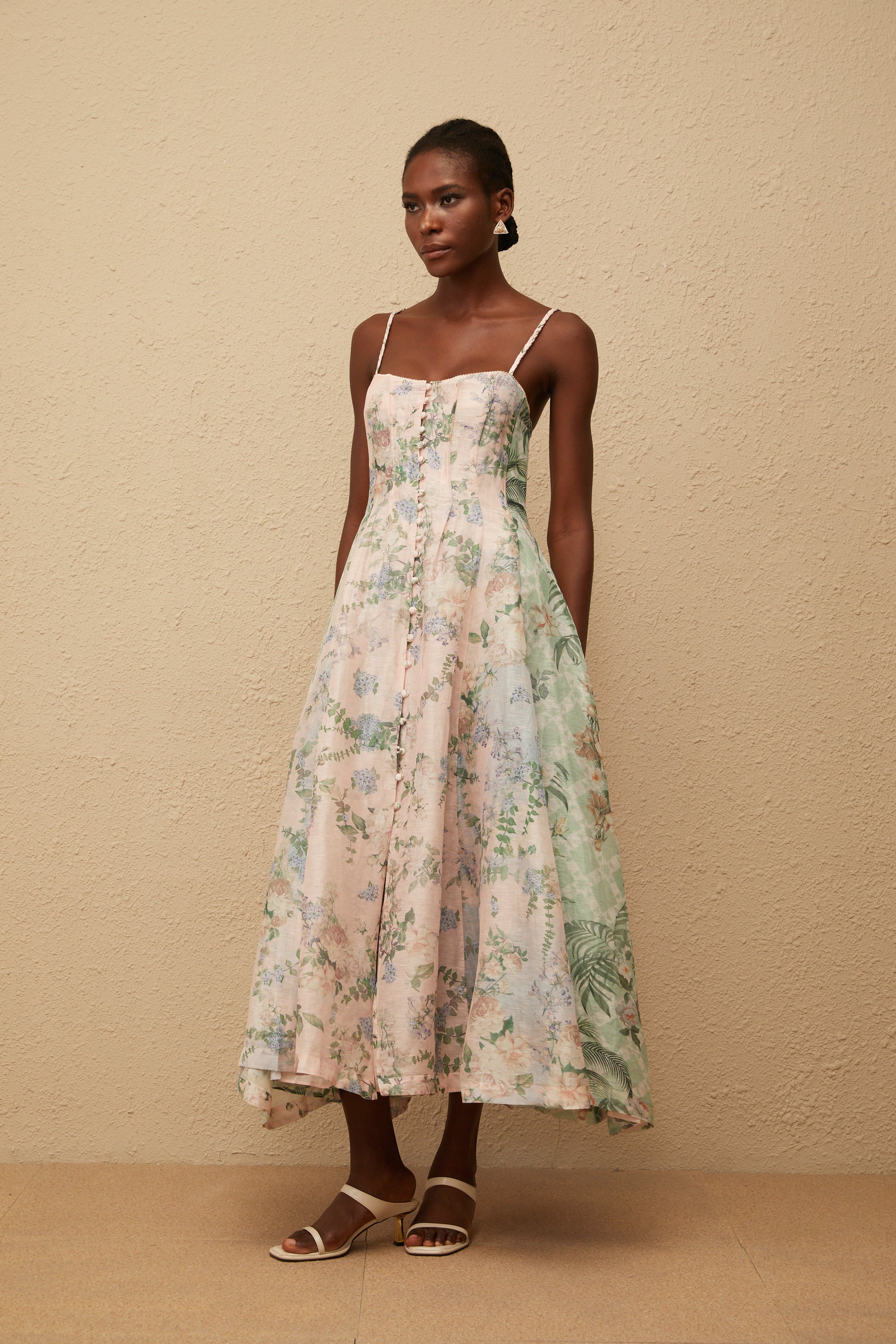 Aurore Pink Floral Print Maxi Dress