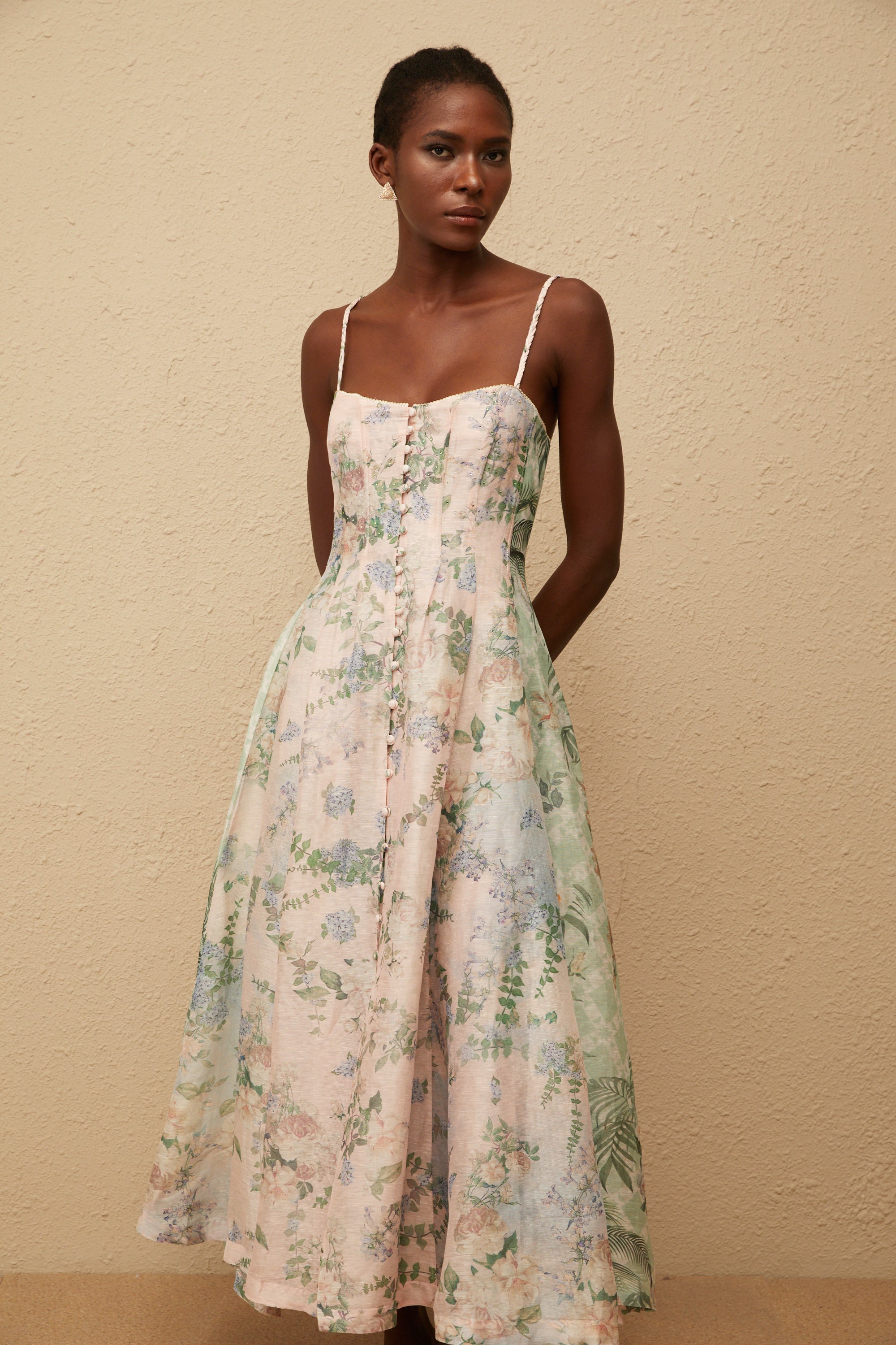 Aurore Pink Floral Print Maxi Dress