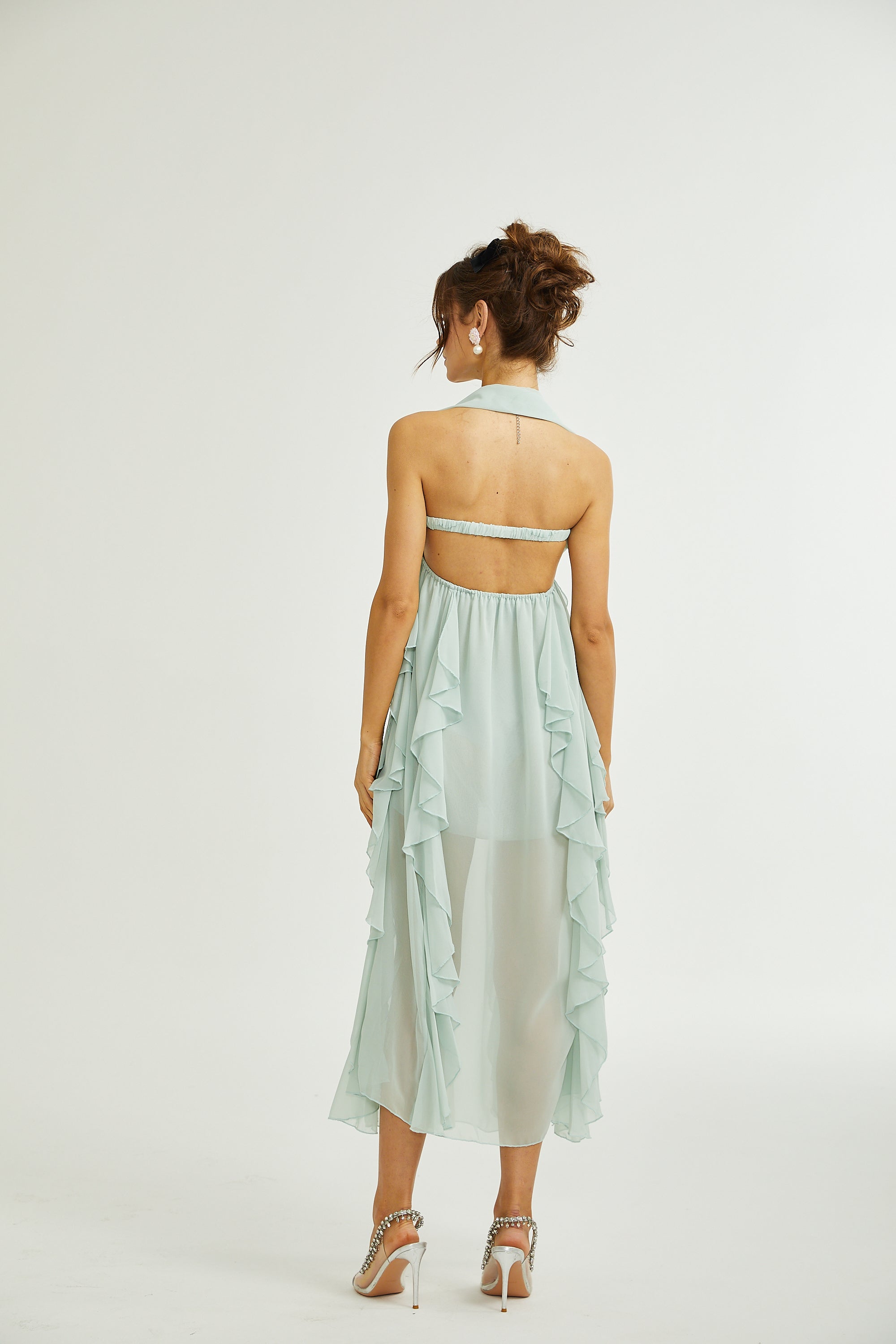 Salilah embellished ruffled midi dress(Final Sale)