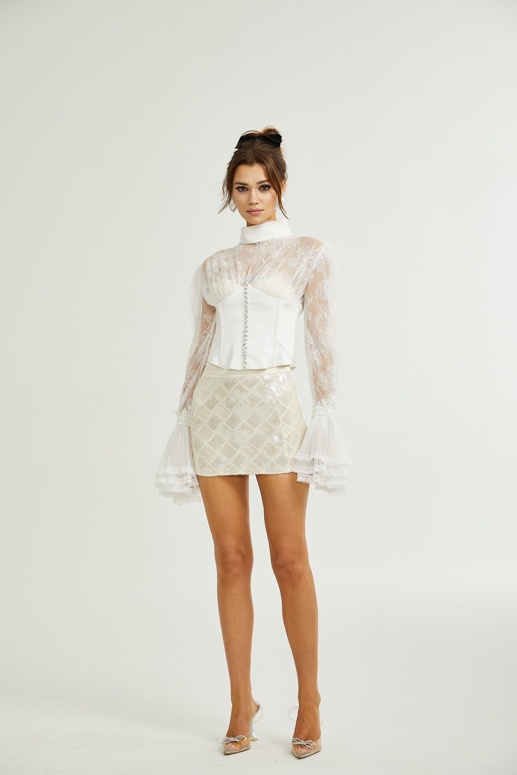 Ellica semi-sheer cropped top (Final Sale-US Only)