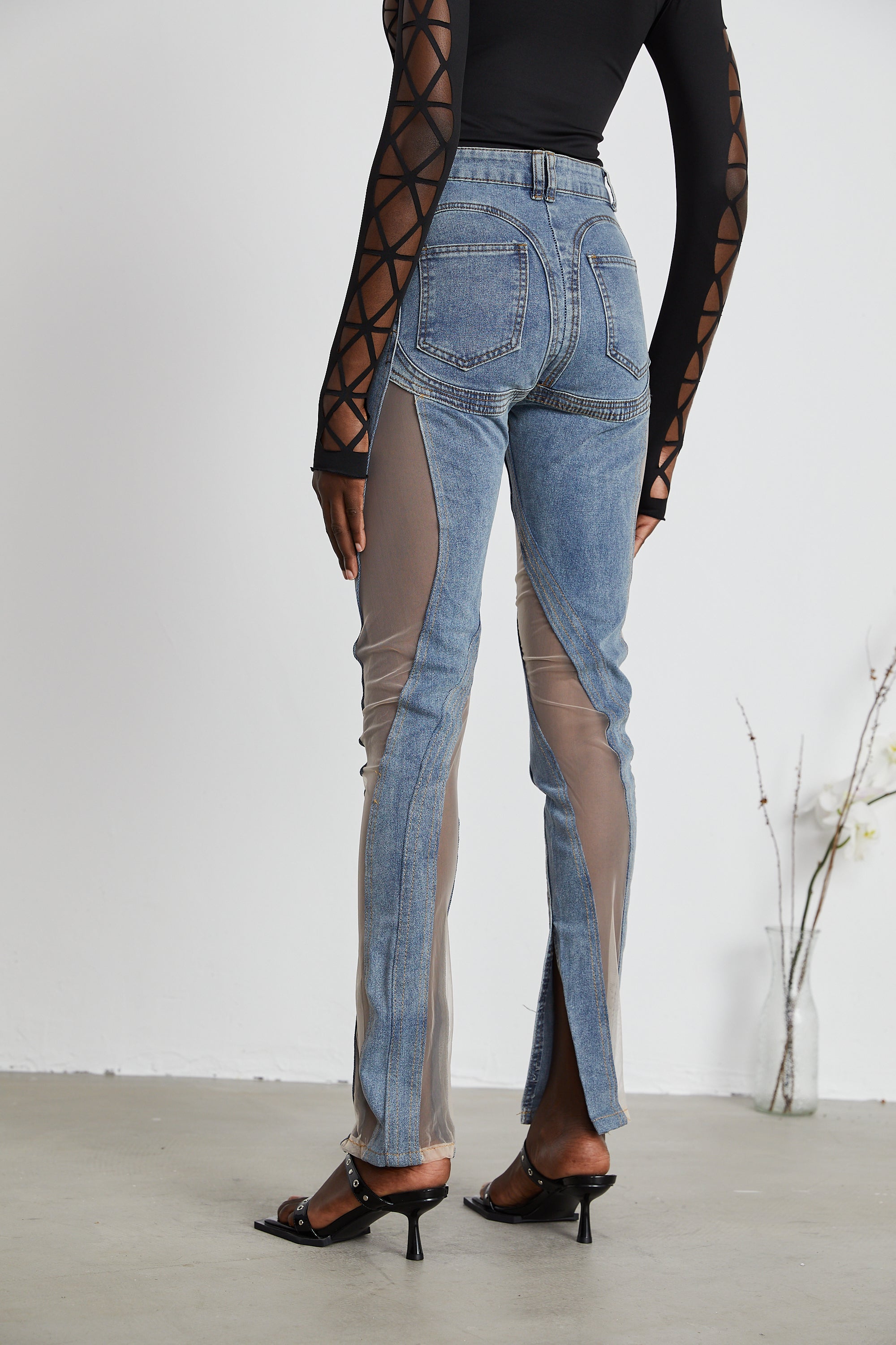 Aélis sheer-panelled jeans (Final Sale)