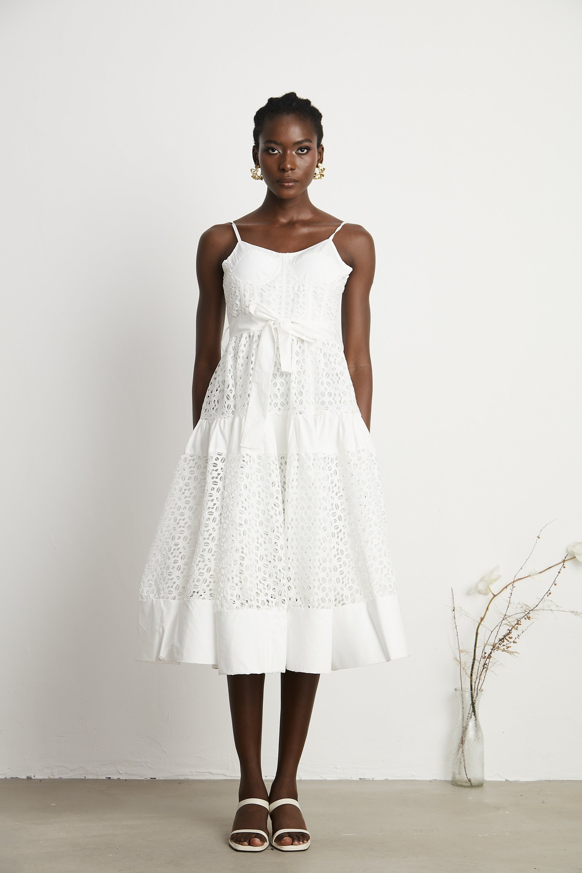 Catriona belted cut-out cotton midi dress (Final Sale-US Only)