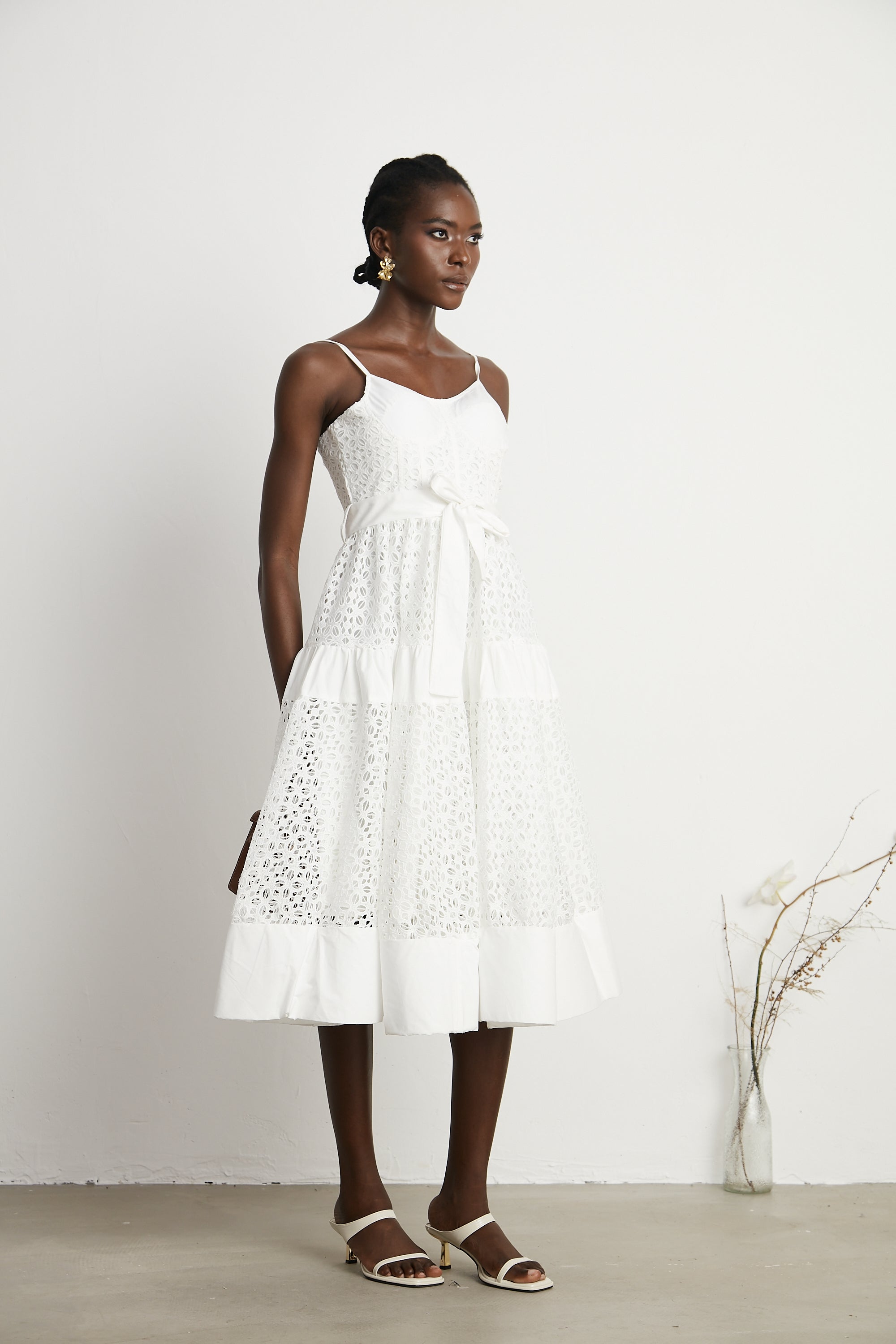 Catriona belted cut-out cotton midi dress (Final Sale-US Only)