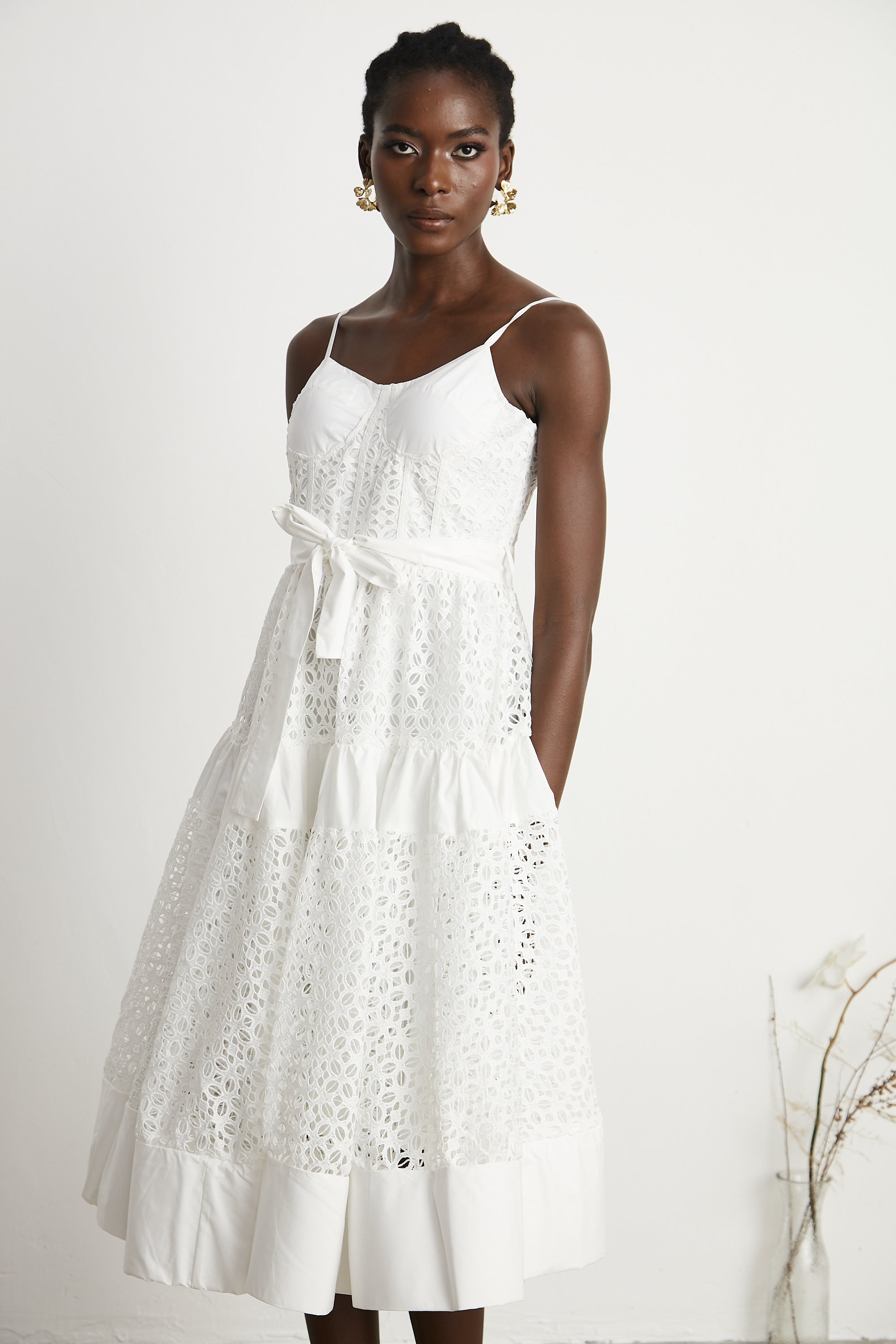 Catriona belted cut-out cotton midi dress (Final Sale-US Only)