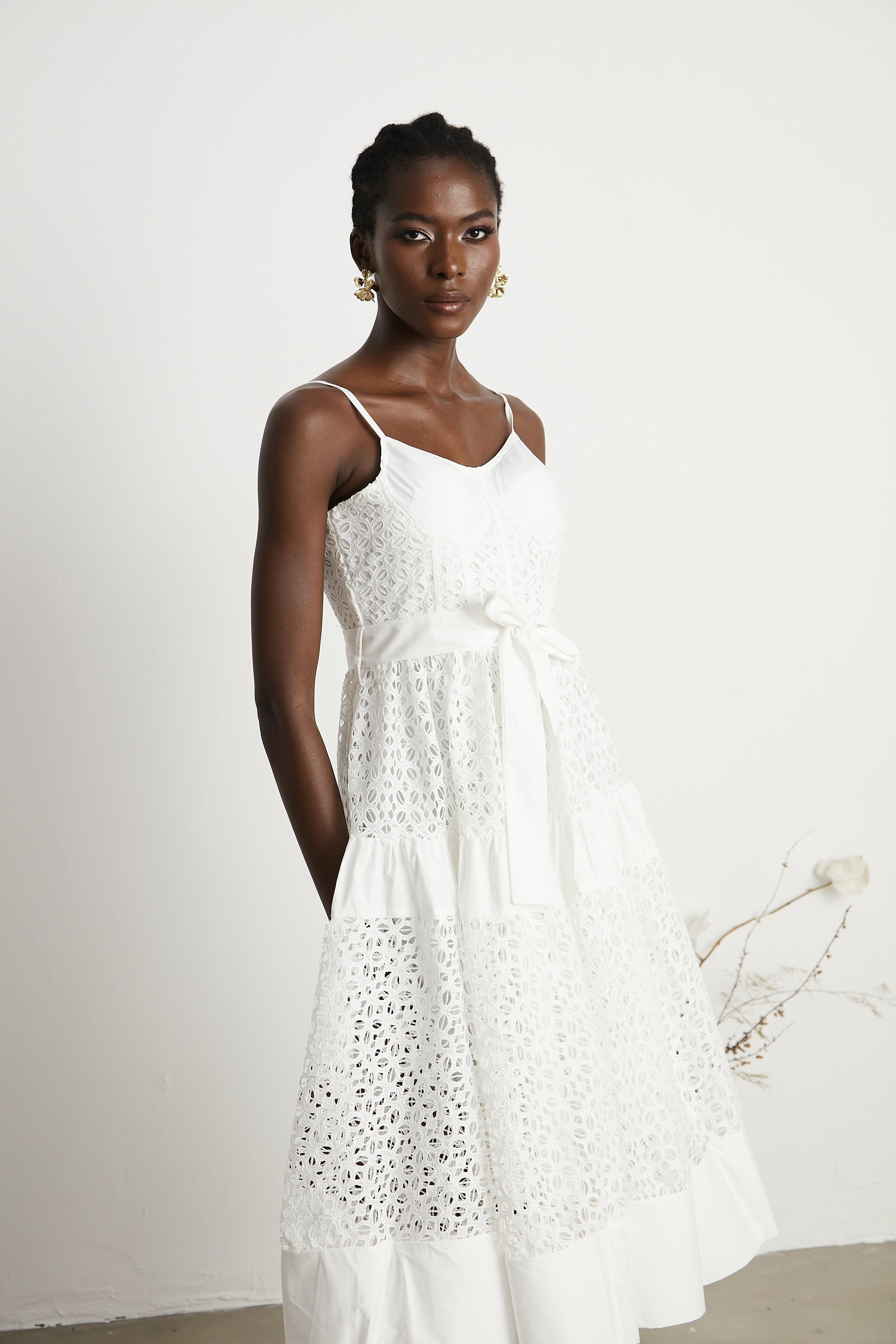 Catriona belted cut-out cotton midi dress (Final Sale-US Only)