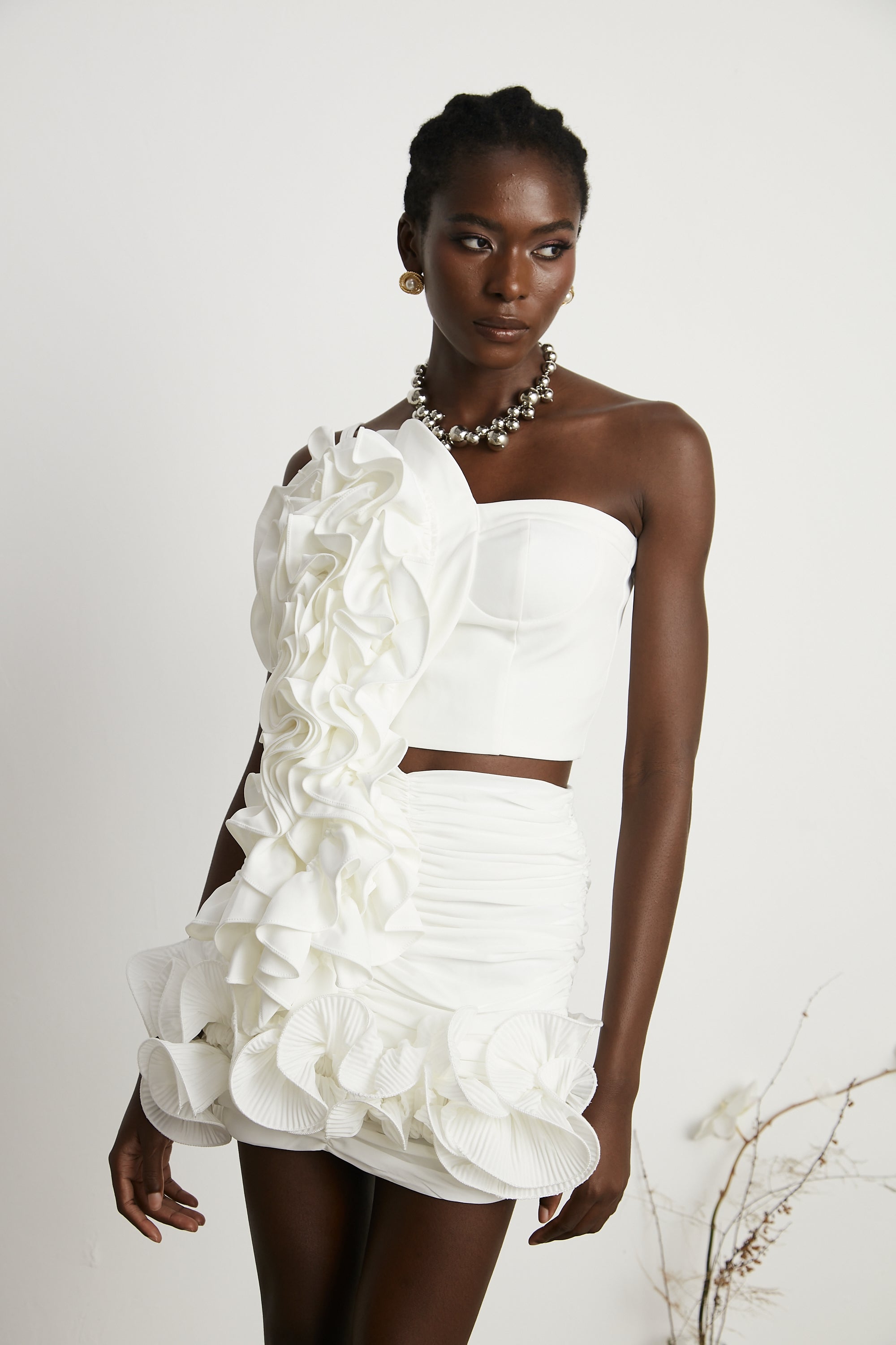 Sylvie ruched ruffled mini skirt (Final Sale)