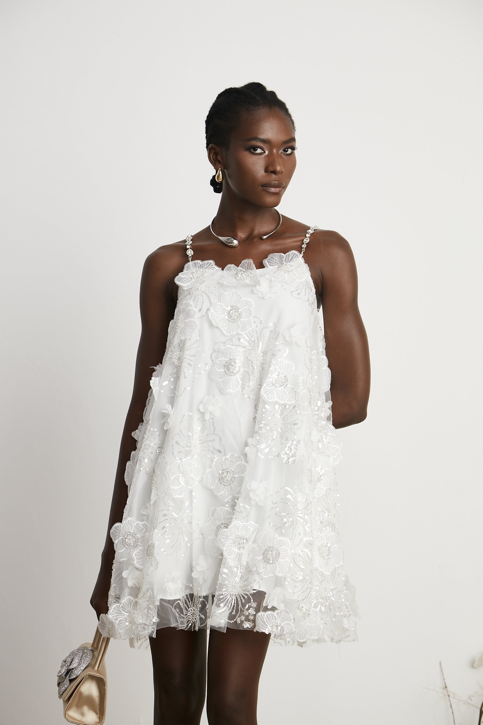 Suzette crystal-embellished floral mini dress (Final Sale-US Only)