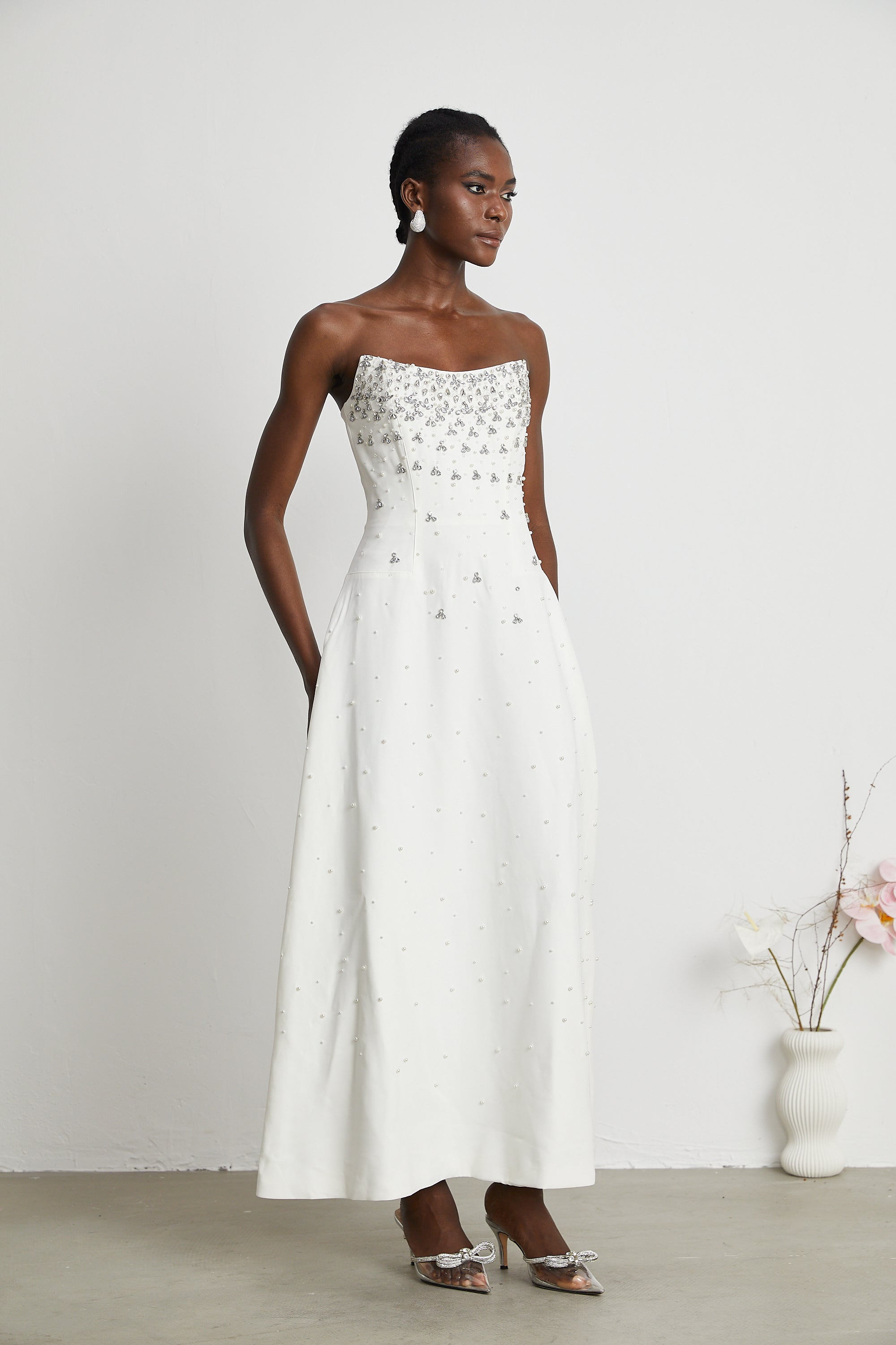 Melisande White Embellished Maxi Dress