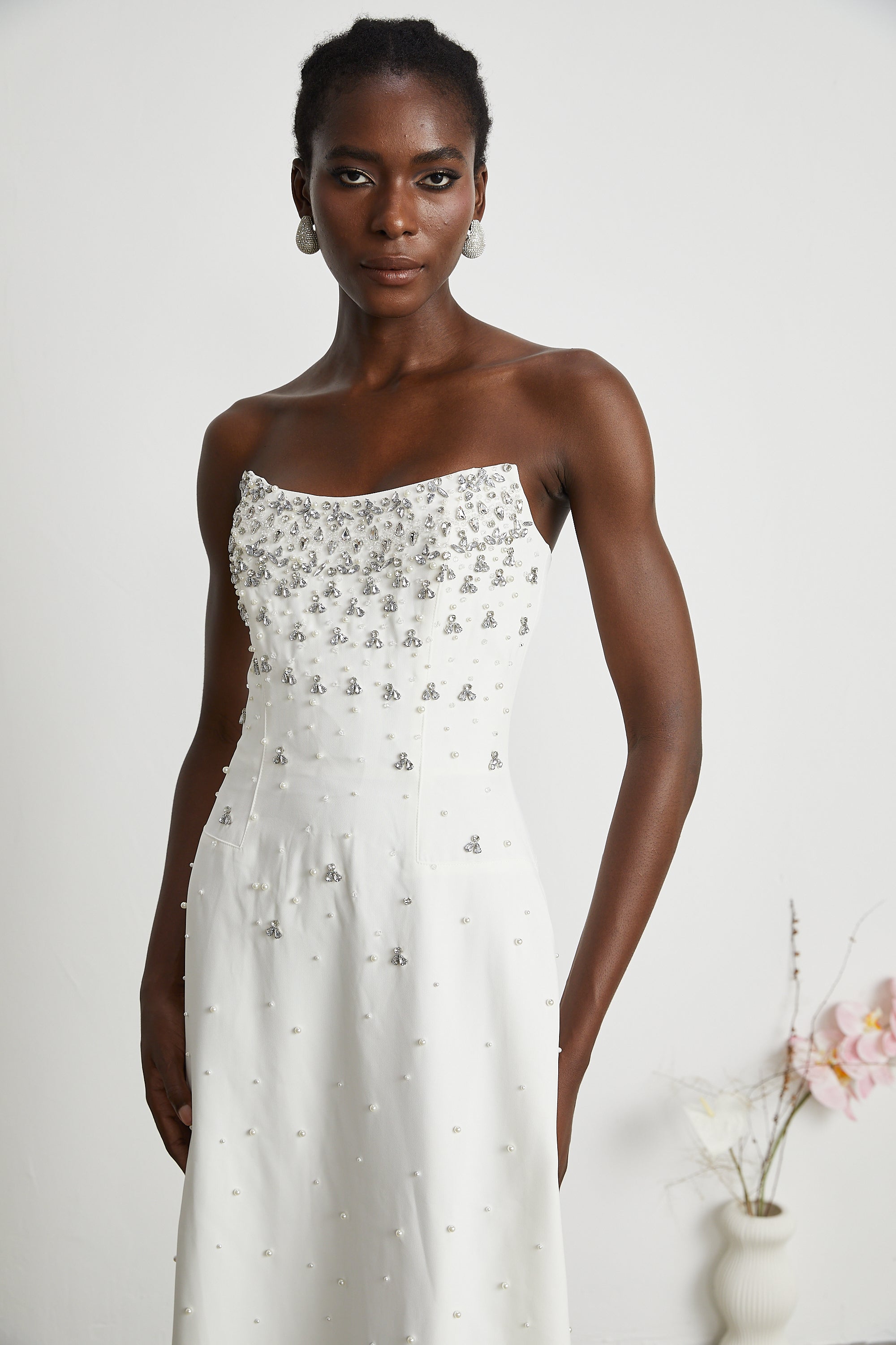 Melisande white embellished maxi dress (Final Sale-US Only)