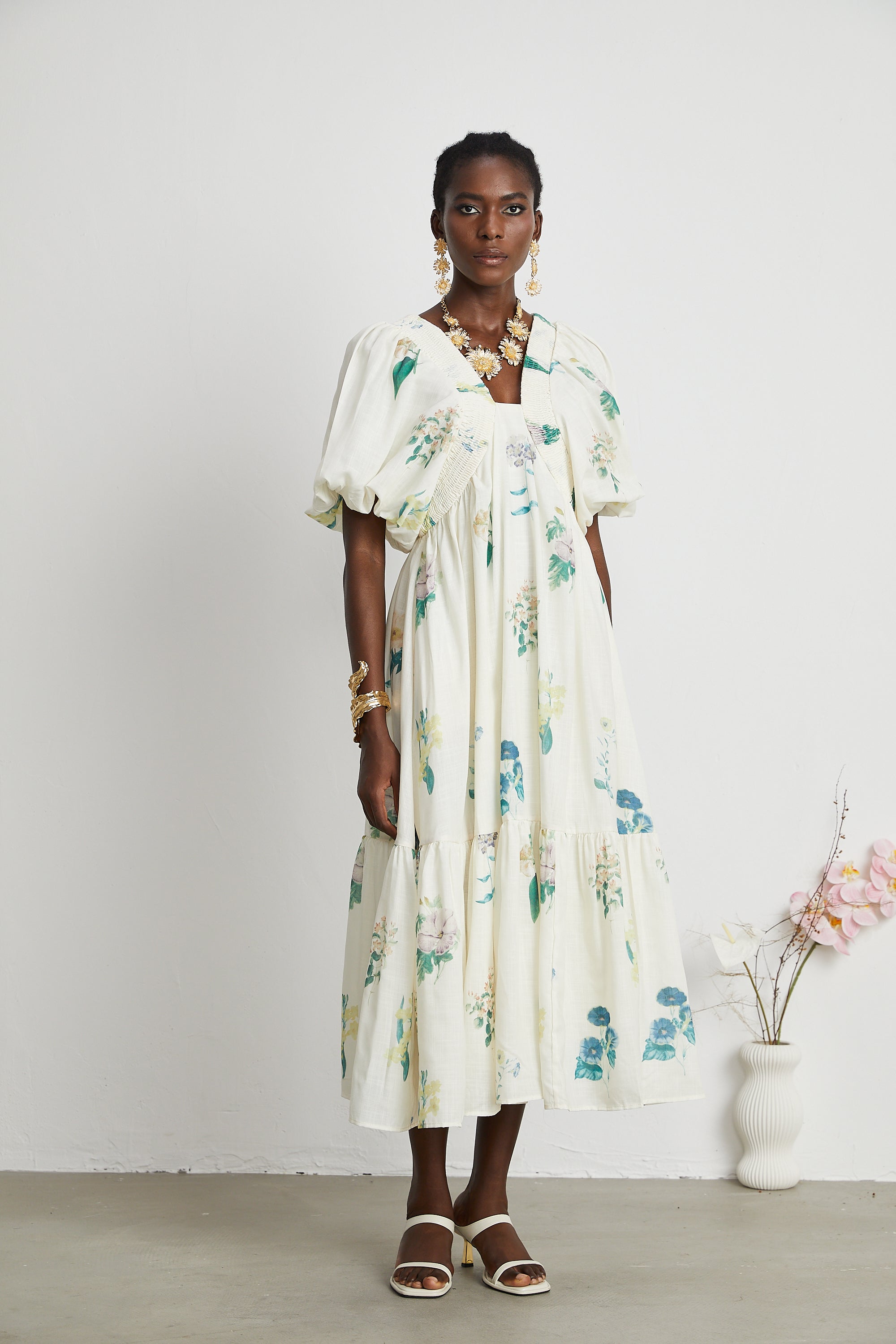Cyrielle V-neck floral-print midi dress (Final Sale-US Only)