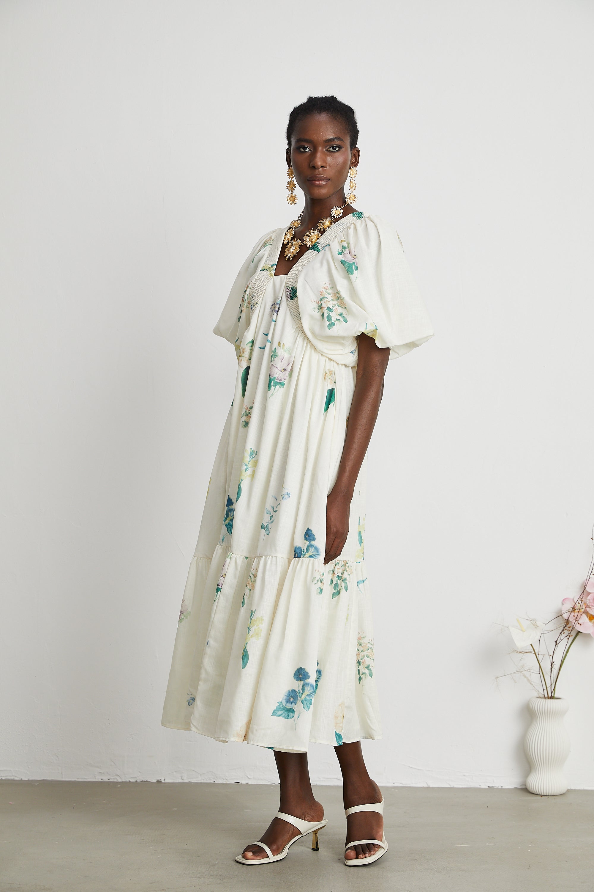 Cyrielle V-neck floral-print midi dress (Final Sale-US Only)