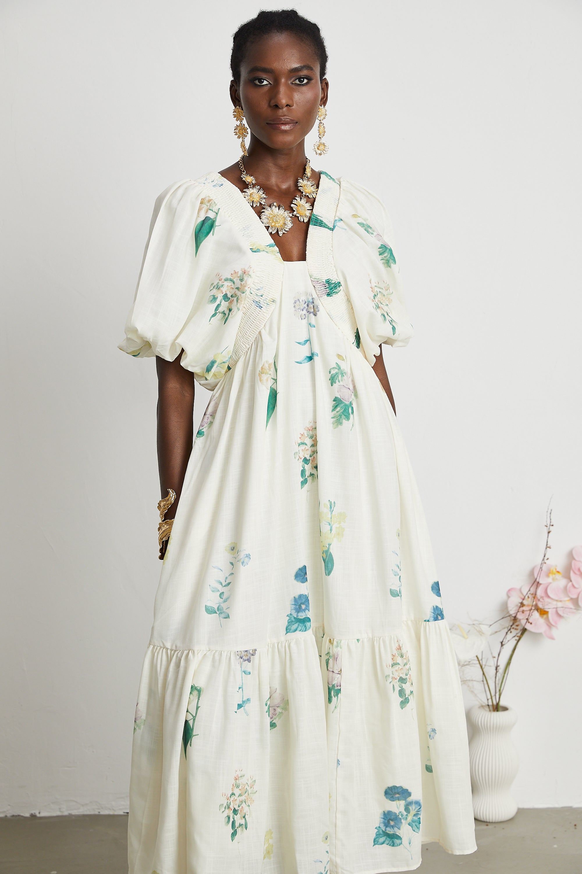 Cyrielle V-neck floral-print midi dress (Final Sale-US Only)