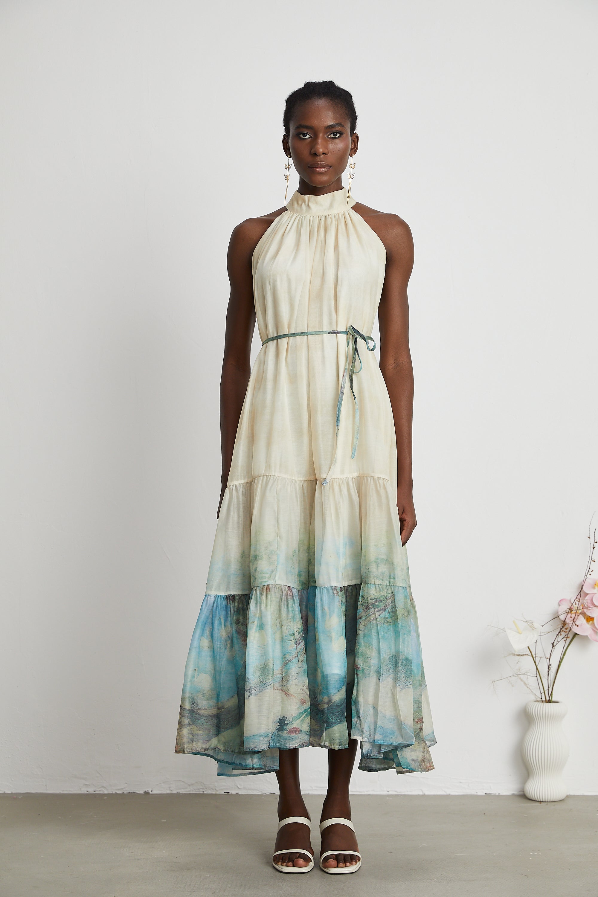 Delphine layered pattern-print midi dress (Final Sale)